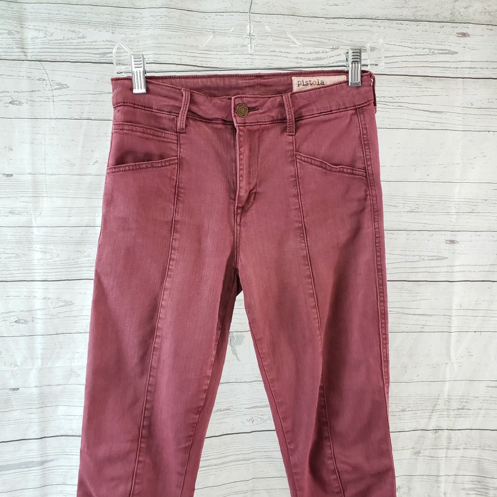 Pistola PISTOLA Womens Skinny Jeans Sz 25 Pink Mid Rise Ankle Zips Jeans Size 42" / US 20 - 2 Thumbnail