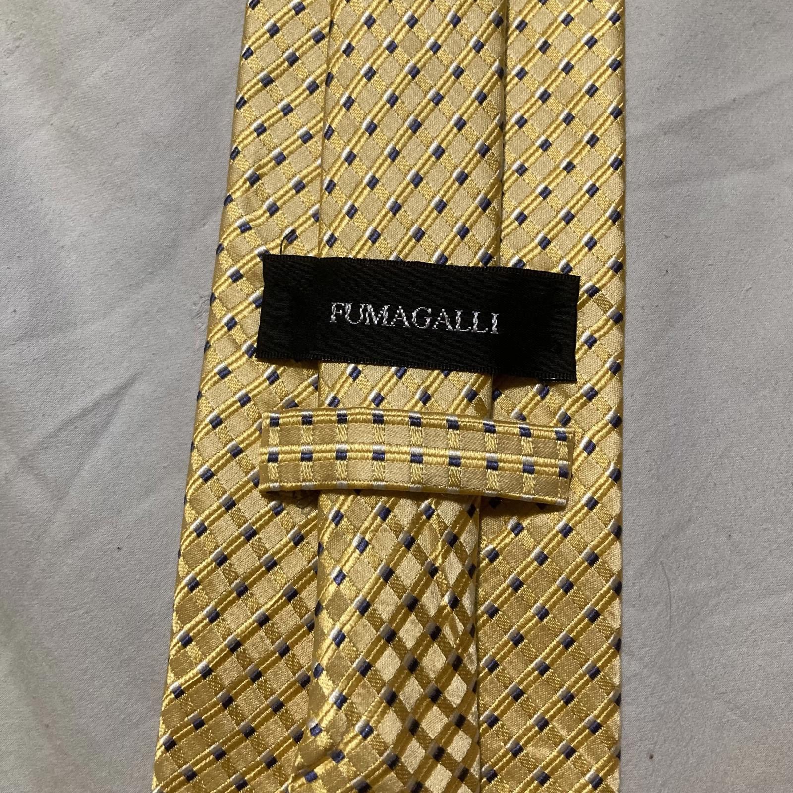 Designer Fumagalli Gold Diamond Pattern 100% Silk Tie Size ONE SIZE - 2 Thumbnail