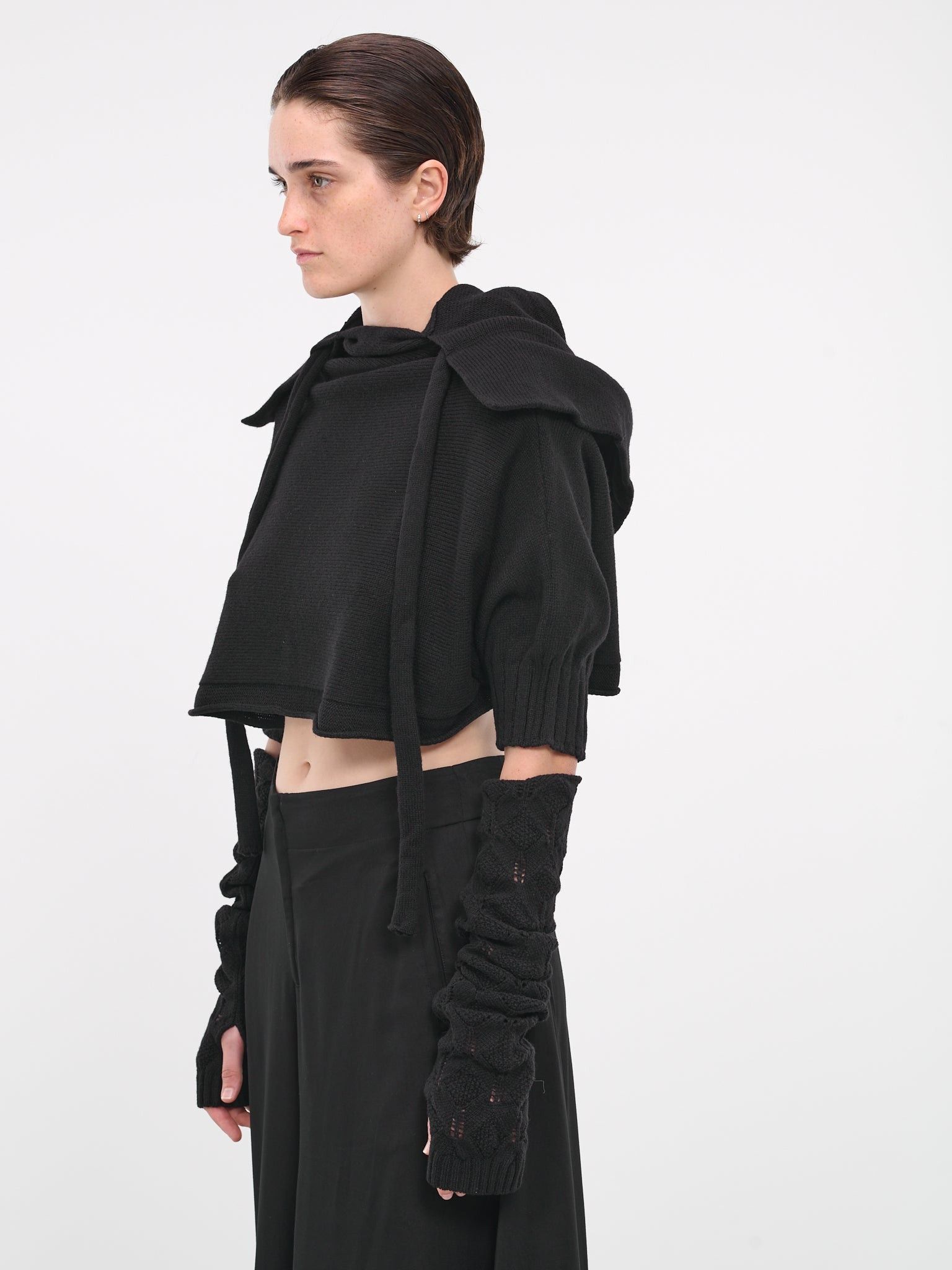 Yohji Yamamoto Yohji Yamamoto Femme - Wool Knit Distress Arm Warmers Gloves Size ONE SIZE - 2 Thumbnail