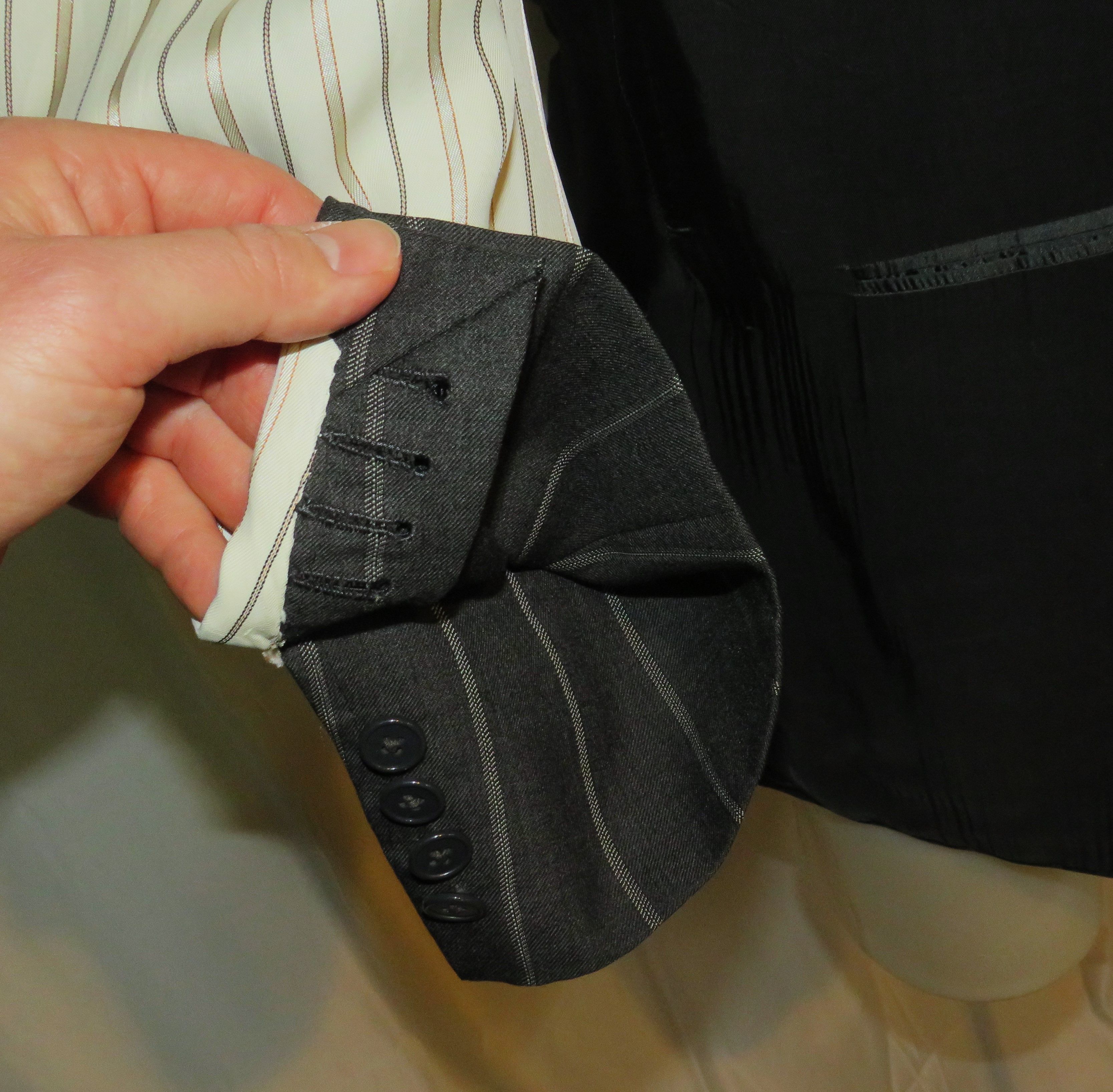Alan Flusser × Martin Greenfield Bespoke Charcoal Gray Broadstripe Two Button Suit 40L Size 40L - 12 Thumbnail