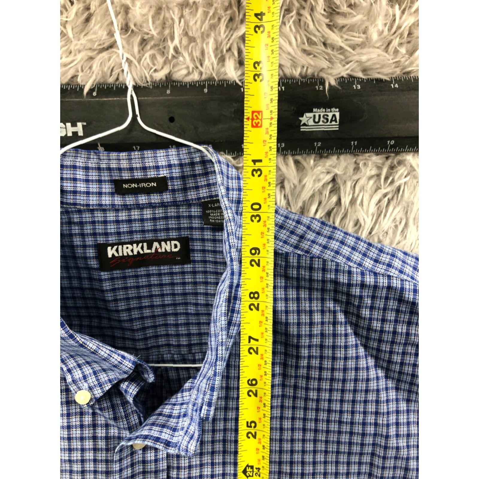 Vintage Kirkland Signature Shirt Mens XL Blue Non Iron Button-Down Long Sleeve Plaid Polyester Size US XL / EU 56 / 4 - 3 Thumbnail