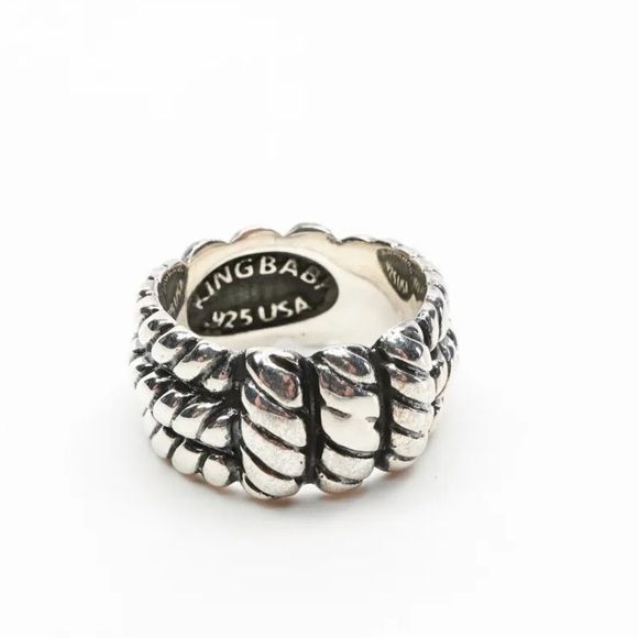 image of King Baby Studio Monkey Sterling Silver Knot Twisted Ring, Men's