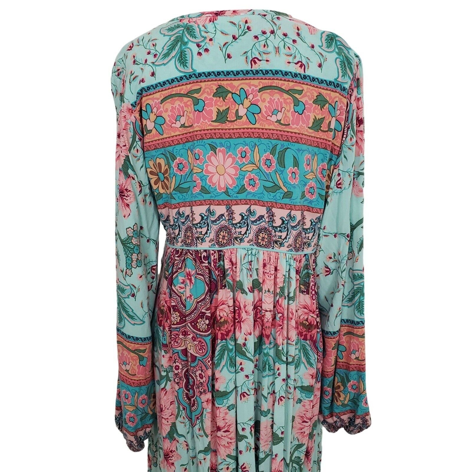 Designer R Vivimos Floral Midi Dress Womens Size Medium Blue Mixed Pr Size M / US 6-8 / IT 42-44 - 8 Thumbnail