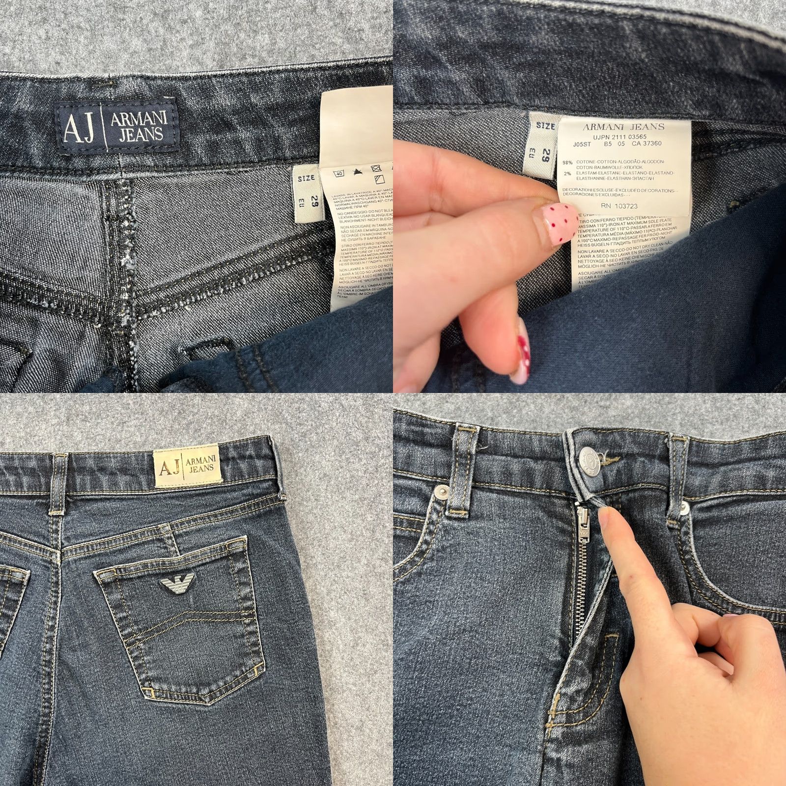 Armani Armani Jeans Womens Mom High Waist 29 Dark Wash Blue Stretch Denim 5-Pocket 28 in Inside Leg Regular US8 UK8 Womens Jeans Size 30" / US 8 / IT 44 - 8 Thumbnail