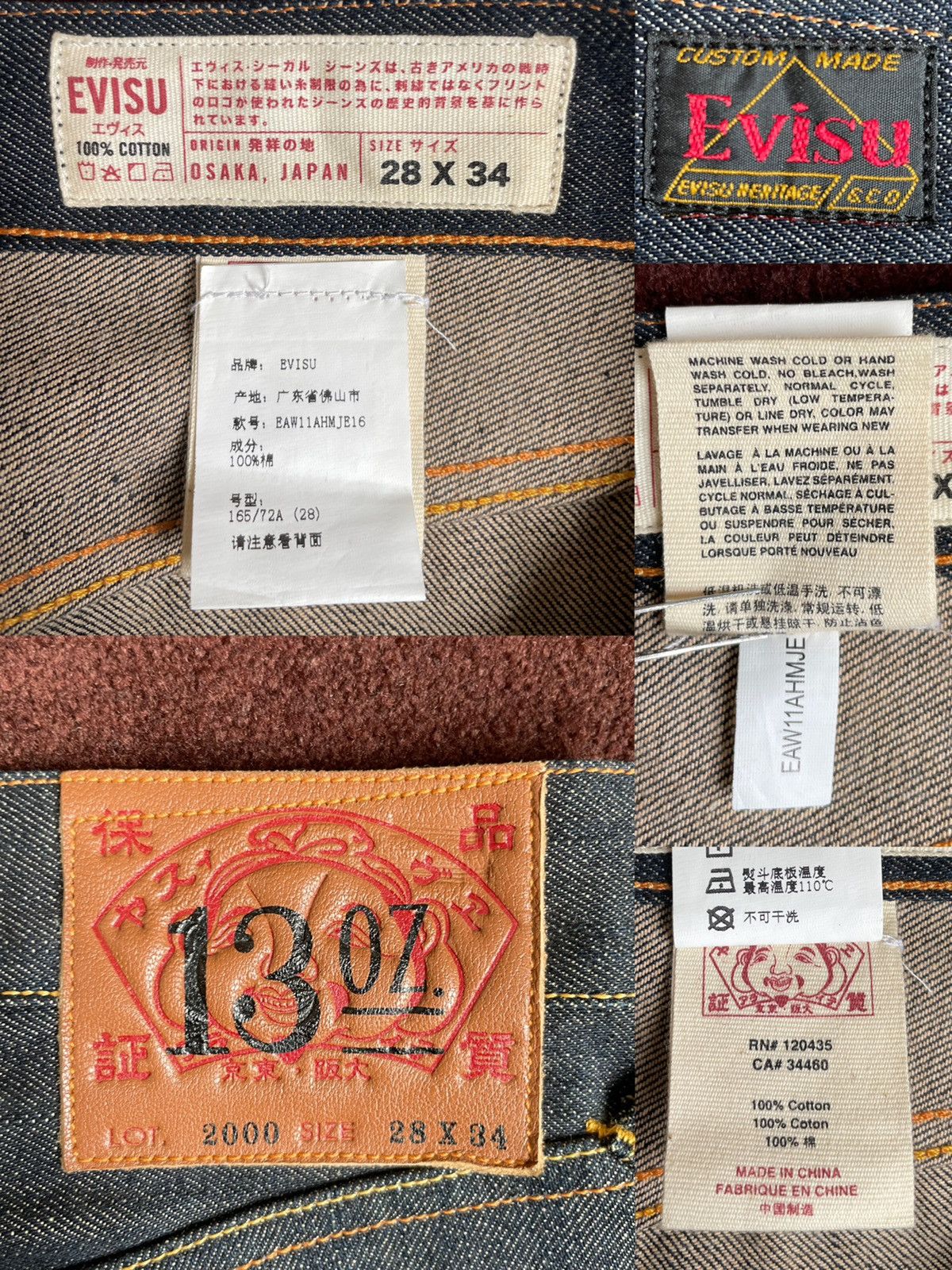 Evisu × Japanese Brand EVISU rare NEW！daicock style embroidery jeans size：28x34 Size US 28 / EU 44 - 3 Thumbnail