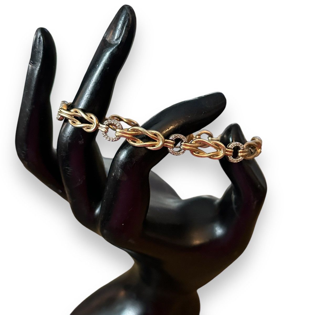 Other 925 silver gold plated love knot & diamonds tennis bracelet Size ONE SIZE - 3 Thumbnail