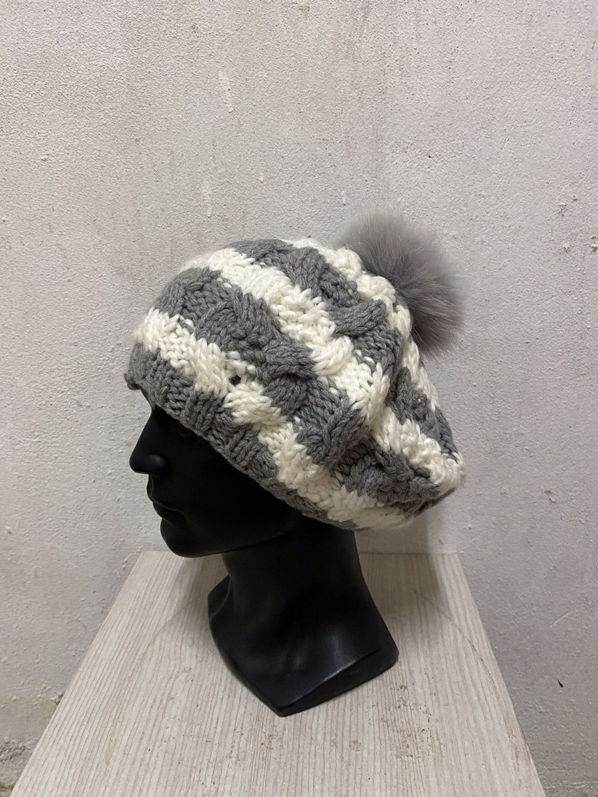 Japanese Brand × Vintage LDS Crochet Stripe Design Beanie Hat Size ONE SIZE - 3 Thumbnail