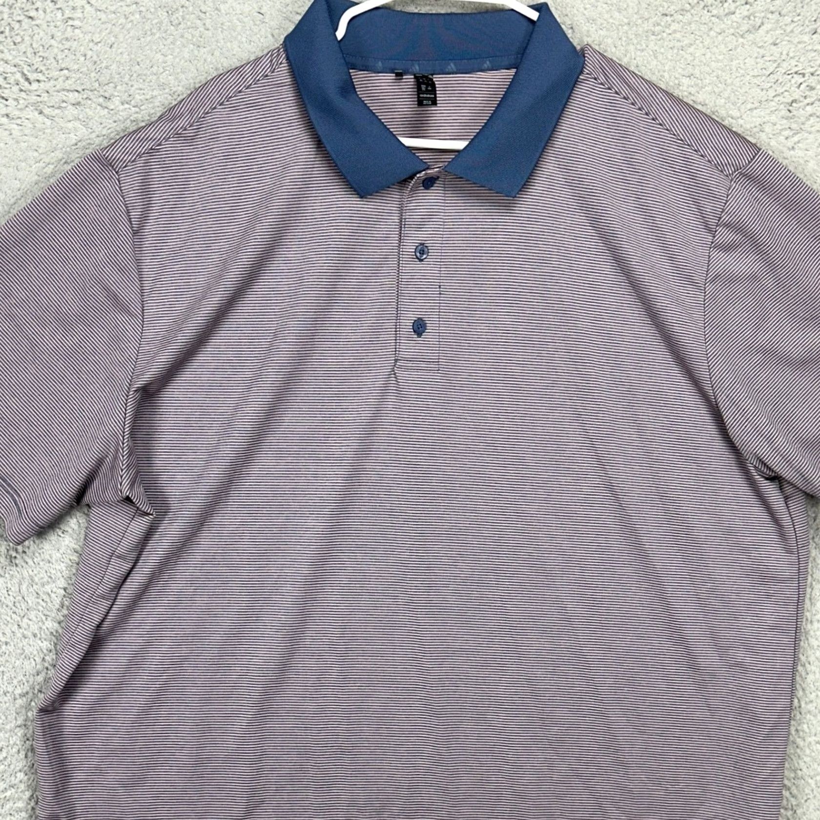 Adidas Adidas Polo Shirt Men Golf 2XL Short Sleeve Striped Hairlines Blue Rugby Stretch Size US XXL / EU 58 / 5 - 2 Thumbnail