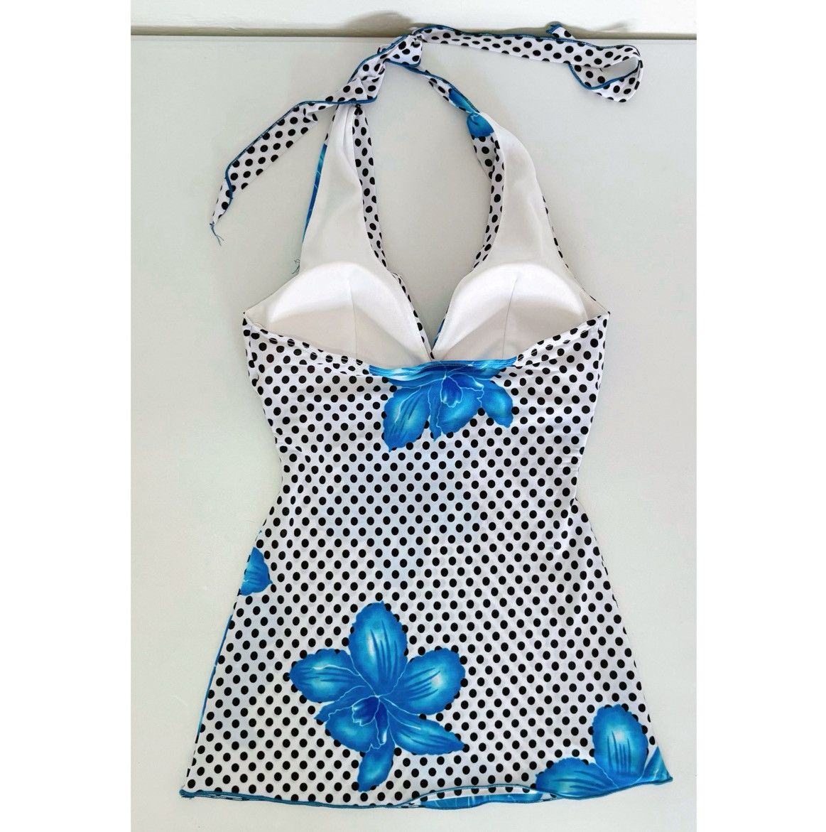 Japanese Brand Polka Dot Floral Belted Halter Top Shirt Blouse Size S 🤍💙 Size S / US 4 / IT 40 - 6 Thumbnail