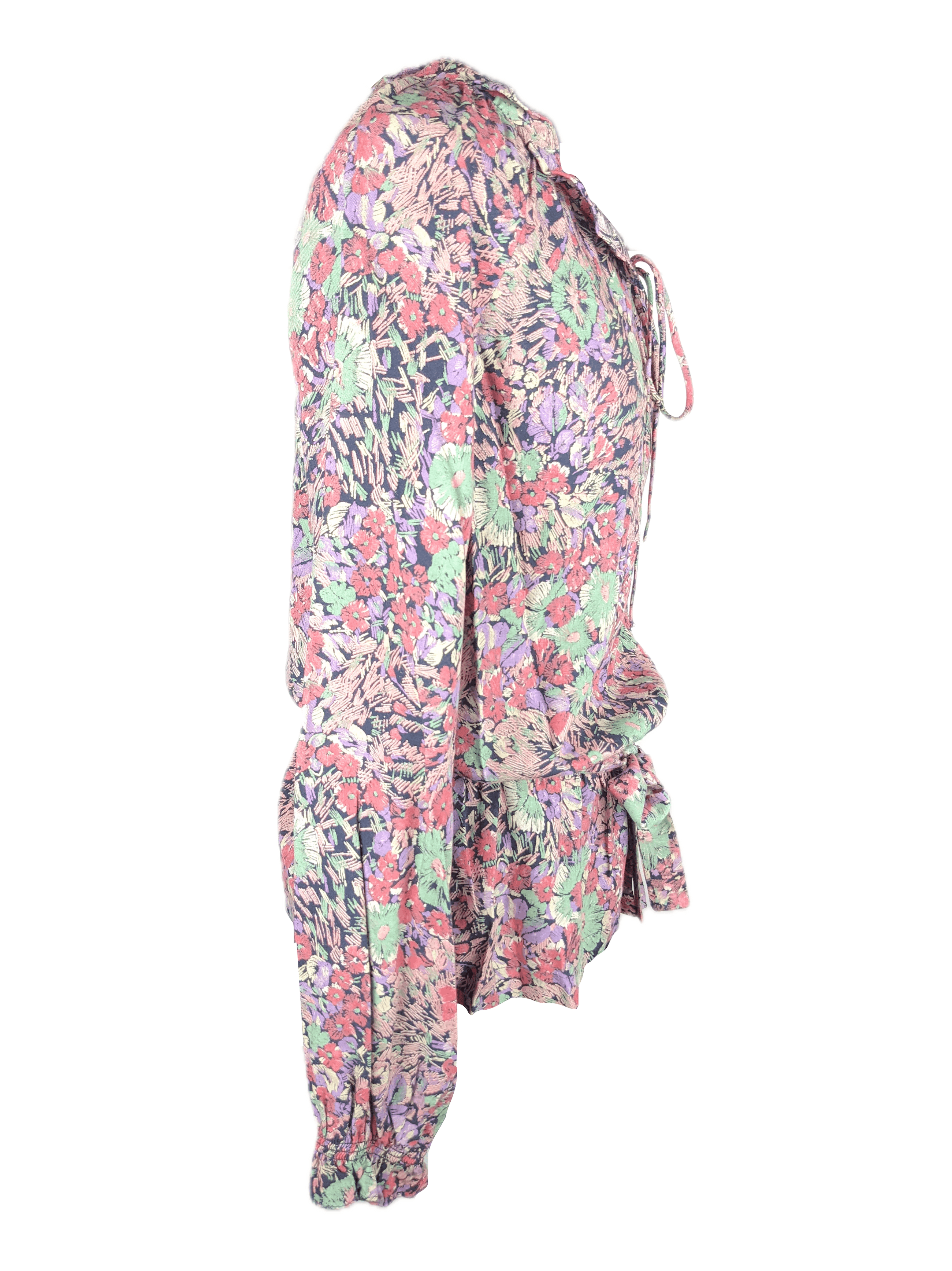 Vintage 1970's Pink Floral Top Size S / US 4 / IT 40 - 2 Thumbnail