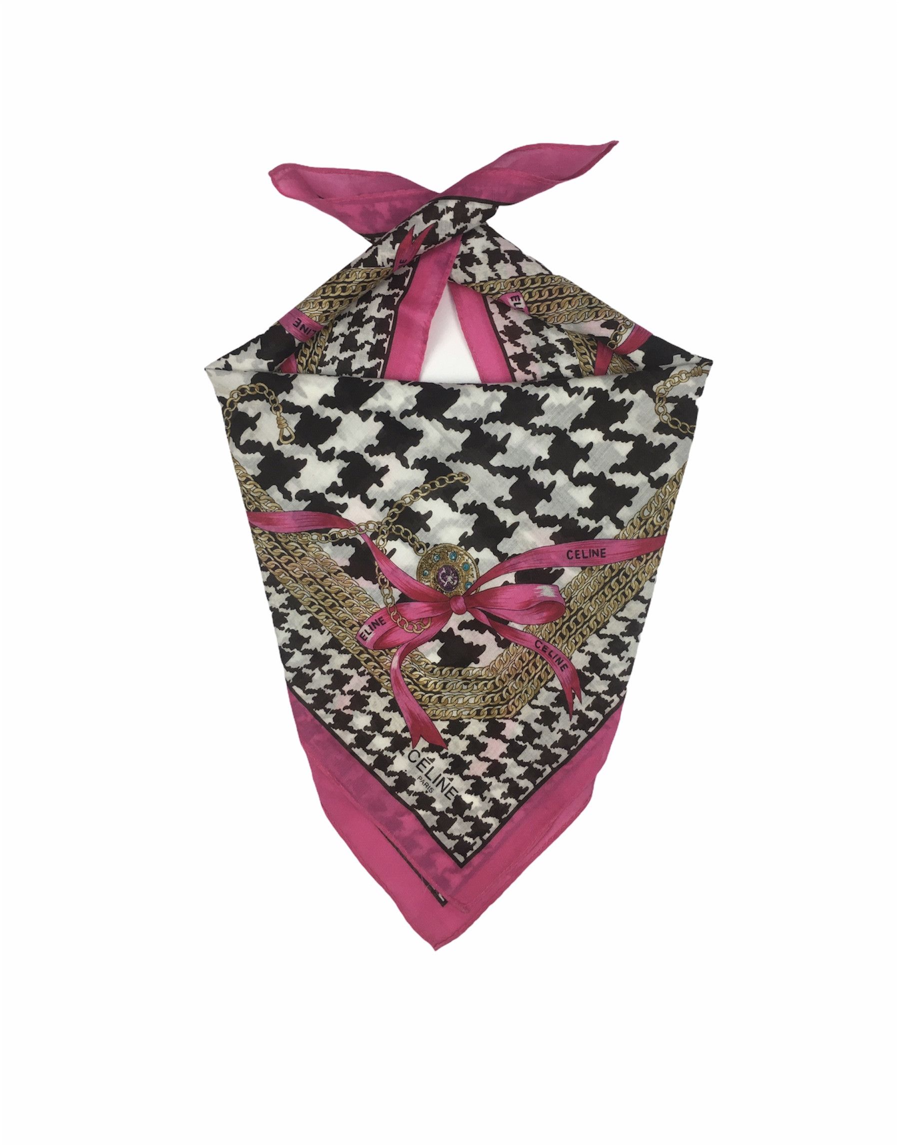 Celine Celine Houndstooth Handkerchief Bandana Neckerchief HKC0186 Size ONE SIZE - 2 Thumbnail