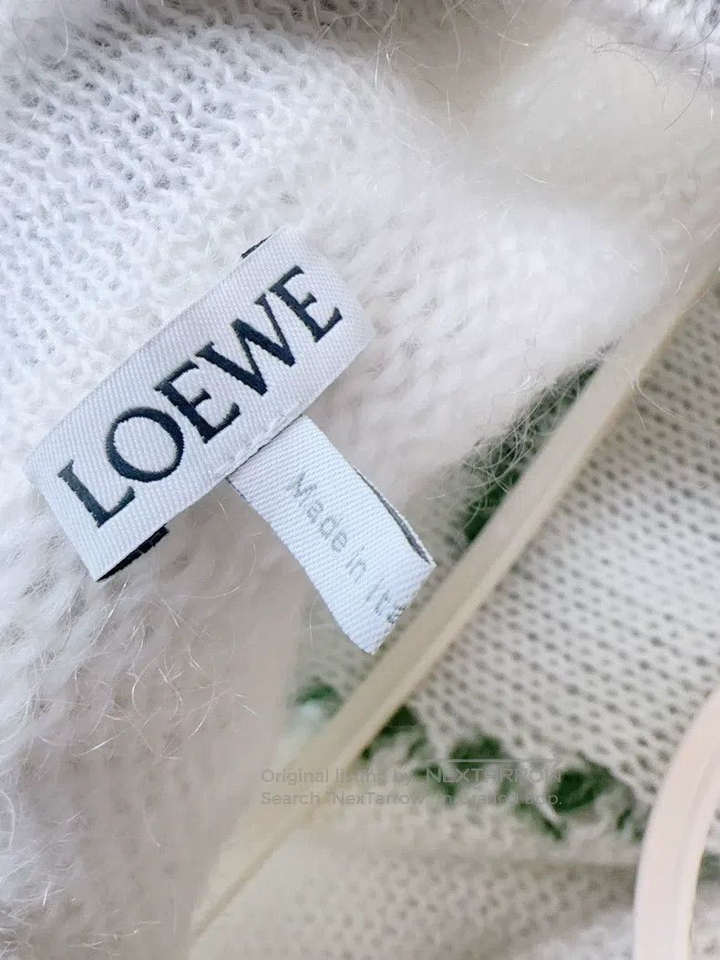 Loewe Alphabet Deer Contrast Color Mohair Cardigan Long
