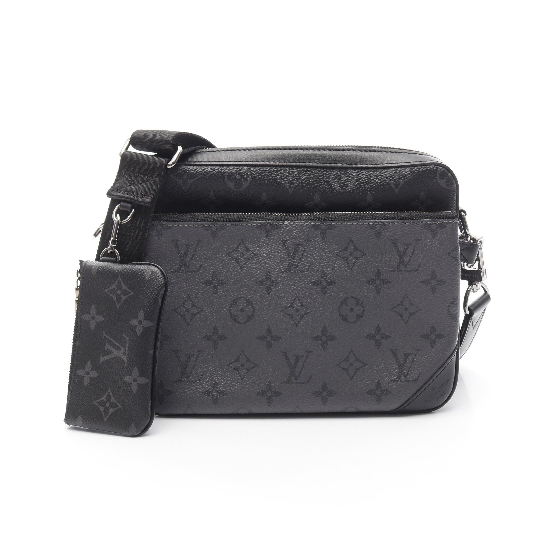 Louis Vuitton Trio Messenger Monogram Eclipse Shoulder Bag Leather Black Gray, Men's