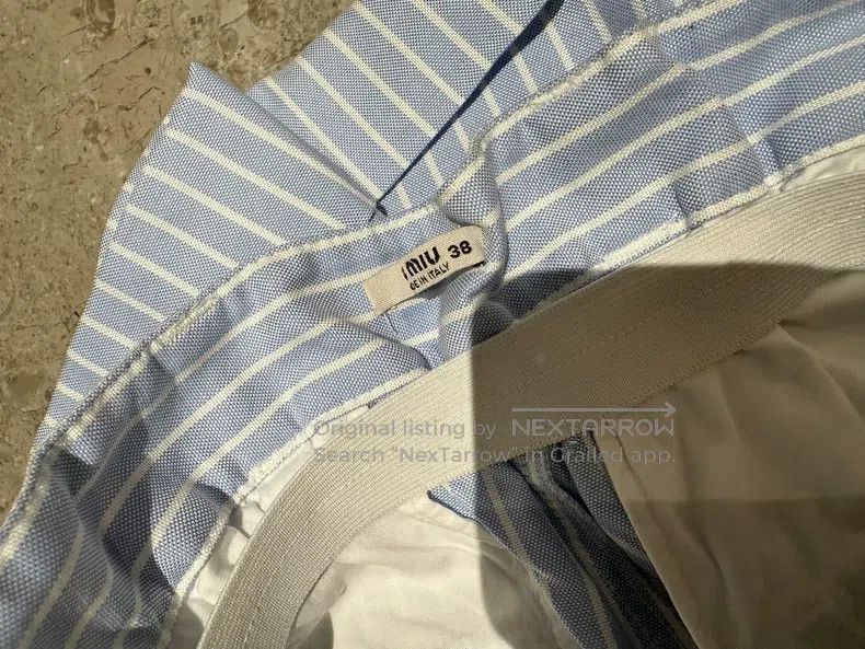 Miu Miu Miu Miu 38 Blue letter striped drawstring shorts Size 23" - 3 Thumbnail