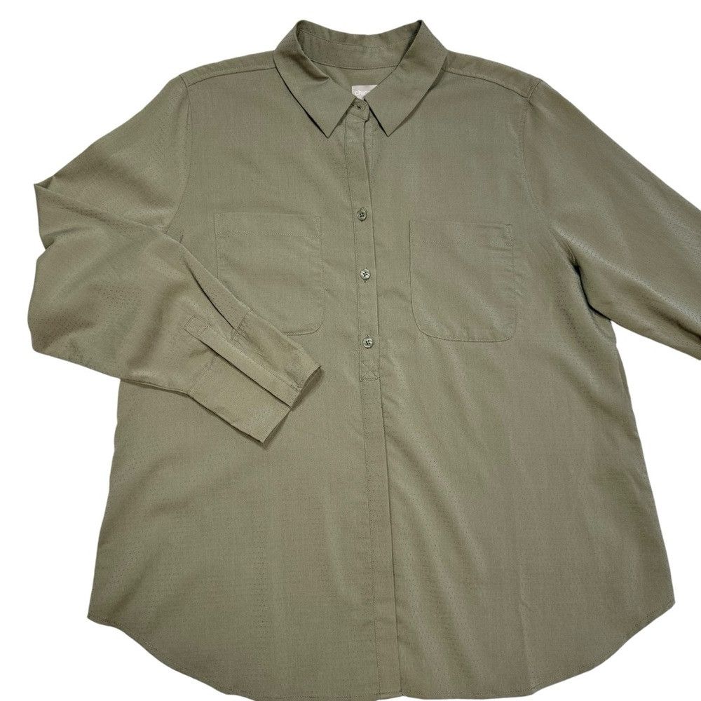 Chicos NWT New $80 Chico's Silky Soft Dobby Half-Placket Shirt Siz Size L / US 10 / IT 46 - 6 Thumbnail