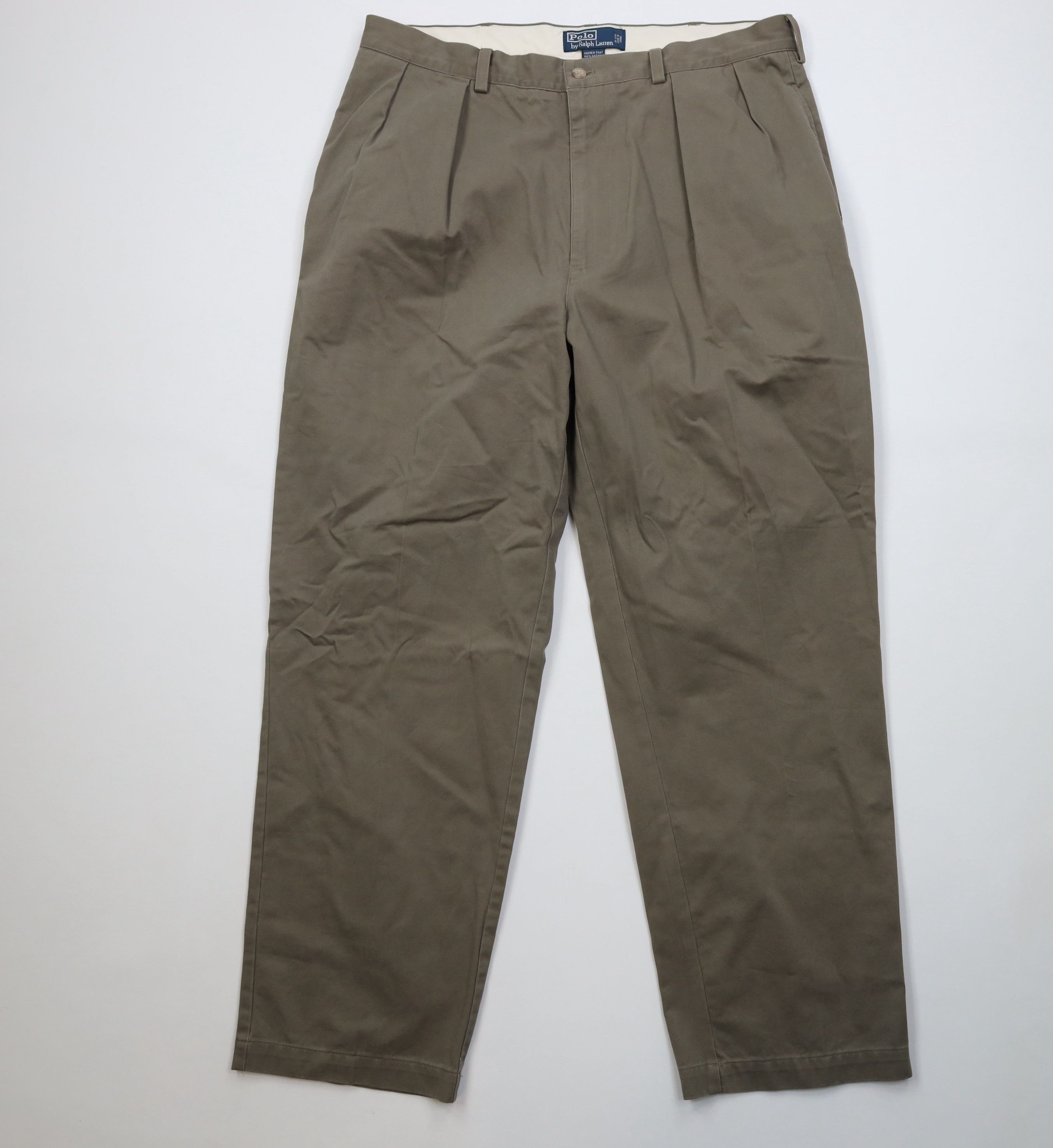 Ralph Lauren Vintage 90s Ralph Lauren Andrew Wide Leg Chino Pants Beige Size US 38 / EU 54 - 1 Thumbnail