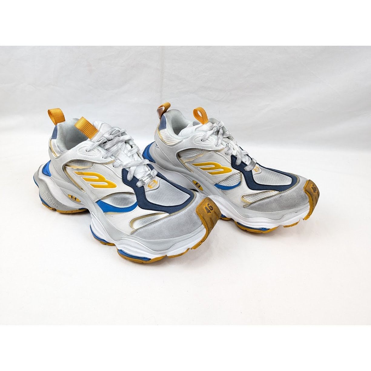 Balenciaga o1rshd1 Cargo Suede Low-Top Sneakers White/Grey/Orange/Blue Size US 12 / EU 45 - 13 Thumbnail