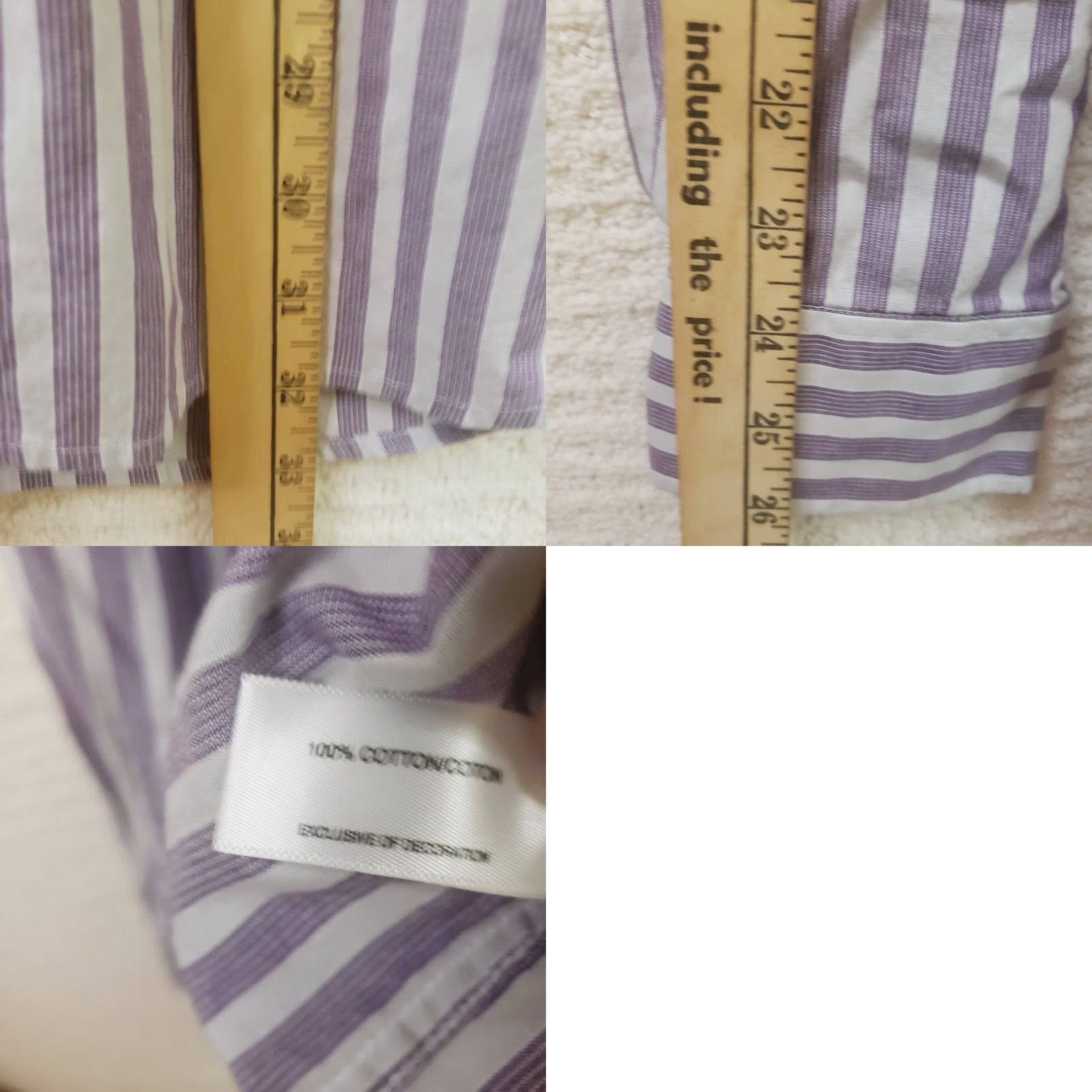 Cutter & Buck Cutter & Buck Clemson Tigers Mens XL Purple Striped Button-Up Shirt Size US L / EU 52-54 / 3 - 9 Thumbnail