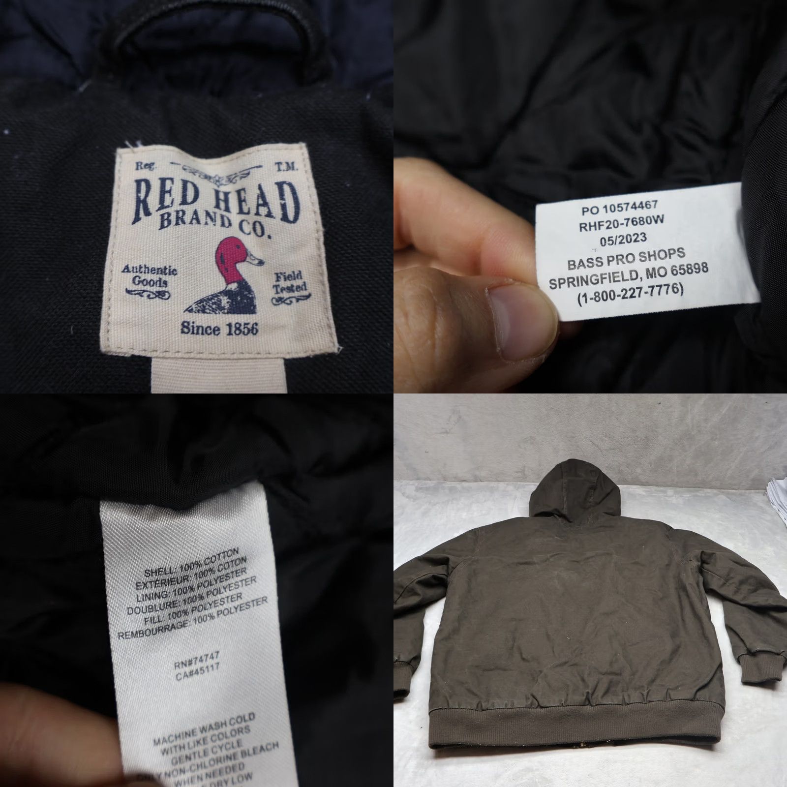Vintage RedHead Mens Medium Black Canvas Jacket Quilted Lined Hooded Rugged Chore Size US M / EU 48-50 / 2 - 8 Thumbnail