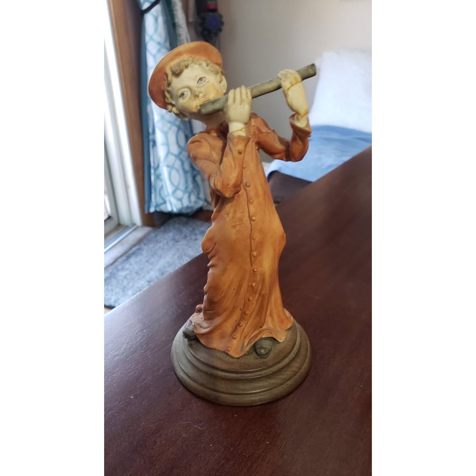 The Unbranded Brand Wooden Carved Boys Playing Flute and Playing Music Box 2pc Size ONE SIZE - 2 Thumbnail