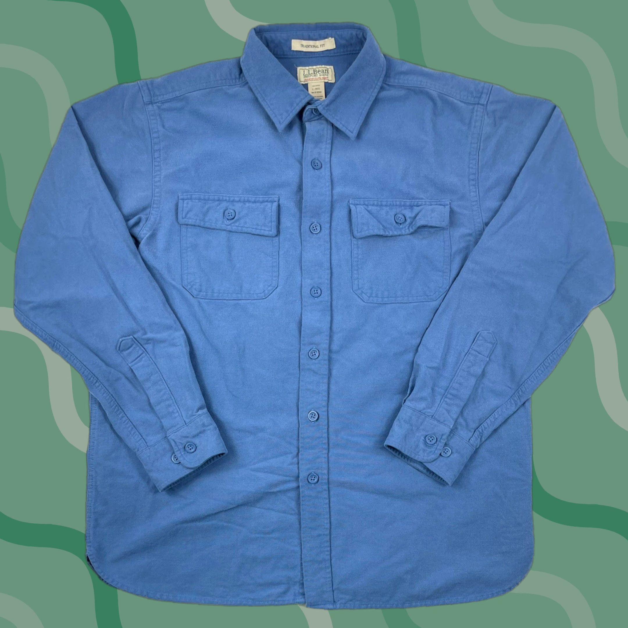 Vintage VINTAGE L.L. Bean Flannel Shirt 90s Heavyweight Long Sleeve Button-Up Adult Large Light Blue Mens Size US L / EU 52-54 / 3 - 1 Thumbnail