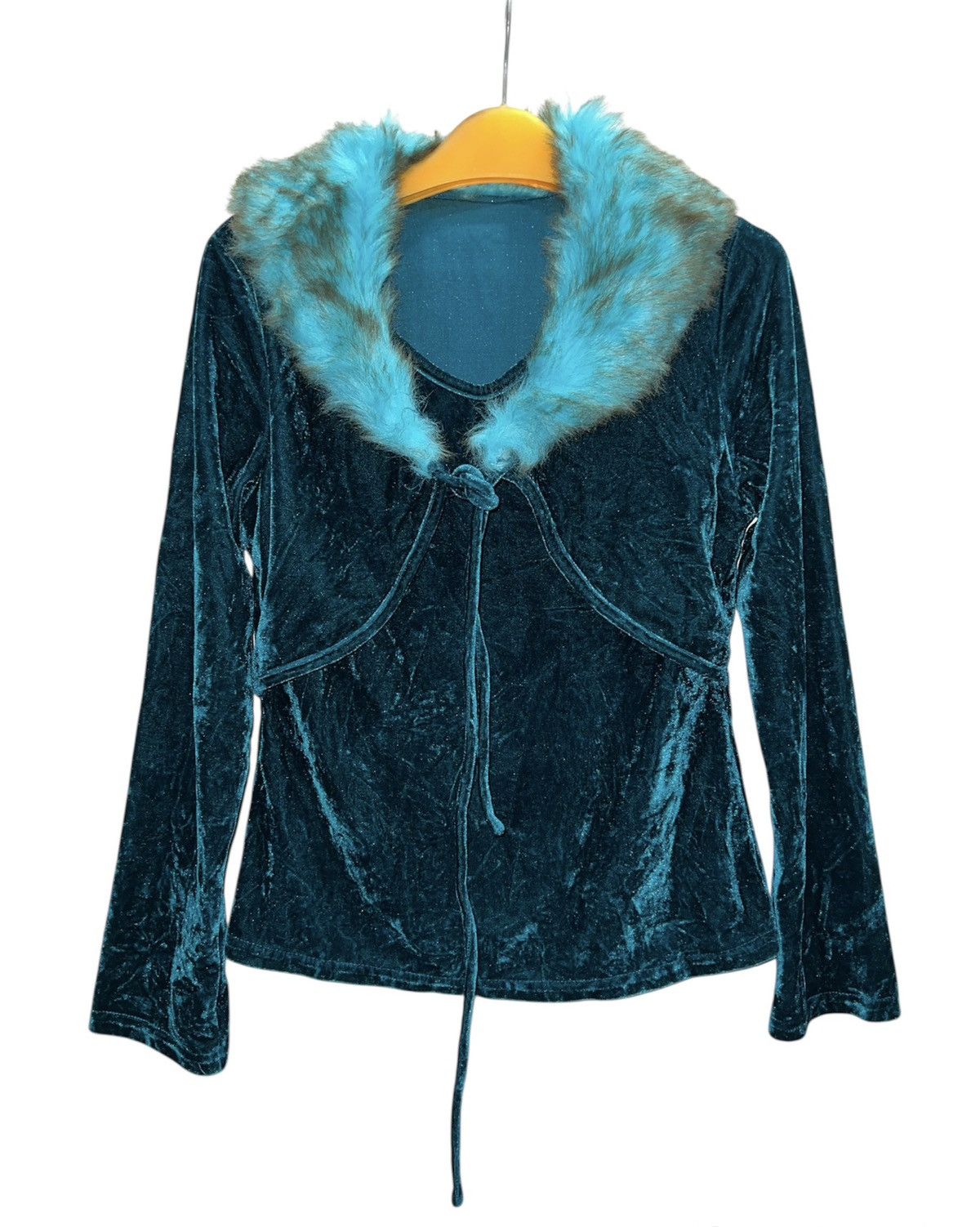 Japanese Brand Slay velvet in teal blue with fur collar 🧝🏻‍♀️🧚🏻 Size M / US 6-8 / IT 42-44 - 7 Thumbnail