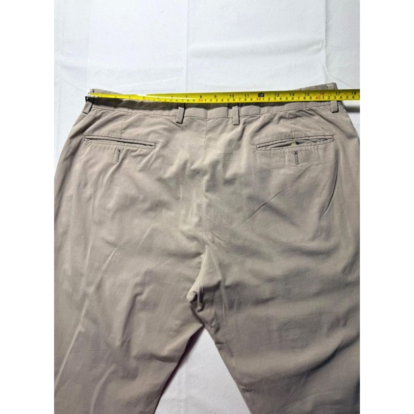Giorgio Armani Giorgio Armani Men's Beige Pants Classic Fit 42 Cotton Trousers | Made In Italy Dress Pants, Flat Front, Inseam 30 in, Waist 40 in, Beige, Formal, Men Size US 42 / EU 58 - 7 Thumbnail