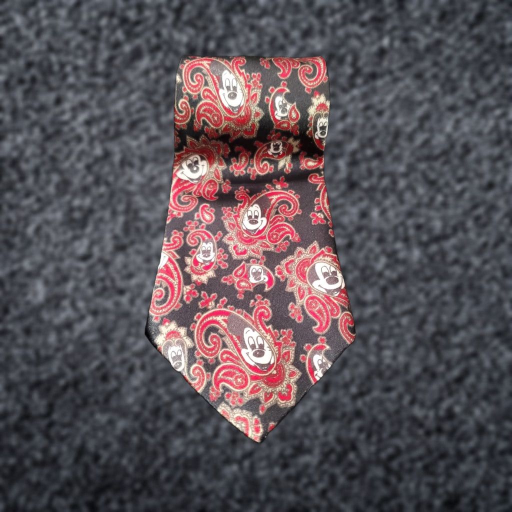 Disney VINTAGE Mickey Balanchine Inc Tie Works Mickey Mouse Tie Black Paisley Size ONE SIZE - 1 Thumbnail