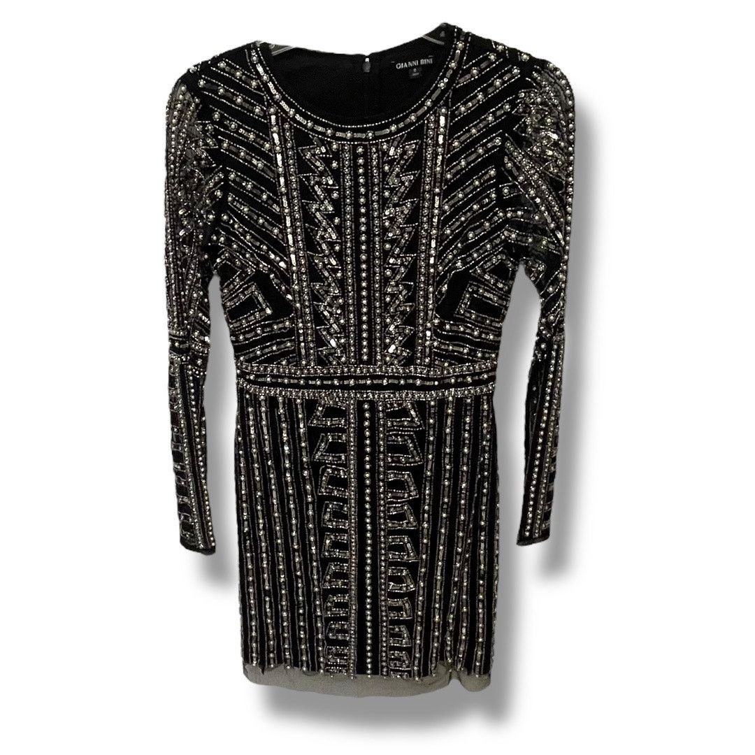 Gianni Valentino Gianni Bini Black Dani Pearl Silver Sequin Dress Size XS / US 0-2 / IT 36-38 - 6 Thumbnail