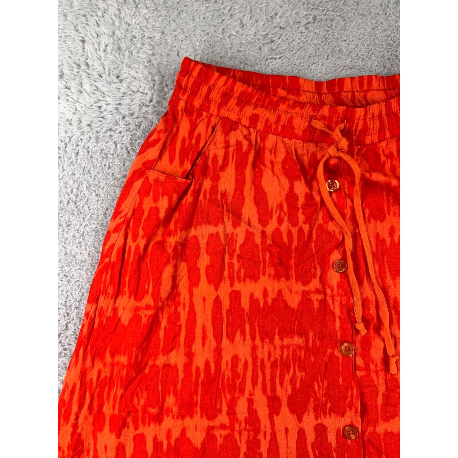 Vintage LuLaRoe Skirt Women Small Orange Striped Rayon Blend Casual Drawstring Pocket Long Womens Size 28" / US 6 / IT 42 - 6 Thumbnail
