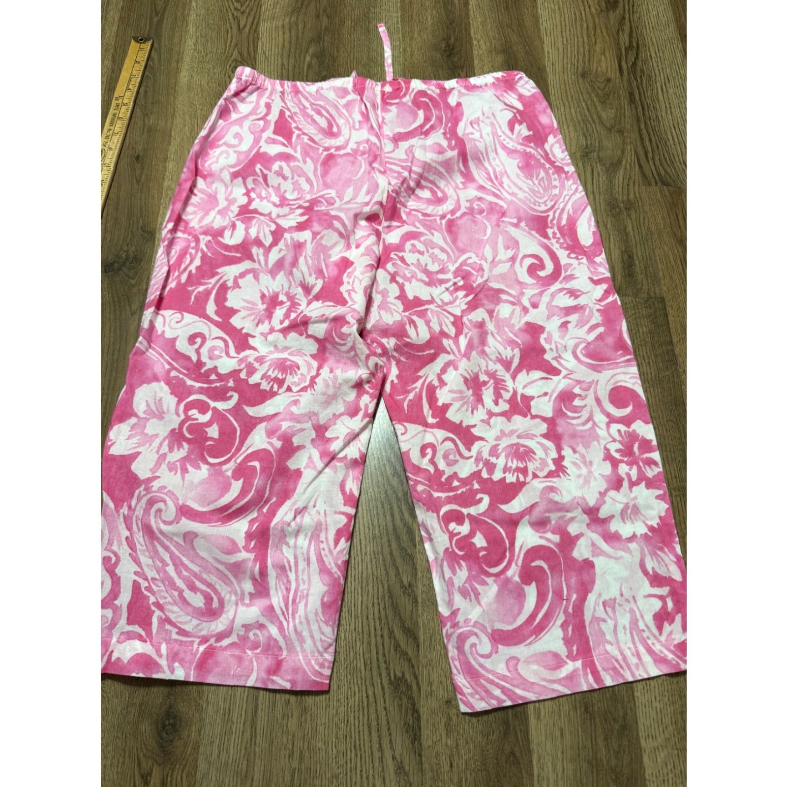 Chaps CHAPS Outfit Women's Medium Pink White Long Sleeve Button Up Shirt Capris Pants Pajamas PJs Size M / US 6-8 / IT 42-44 - 4 Thumbnail
