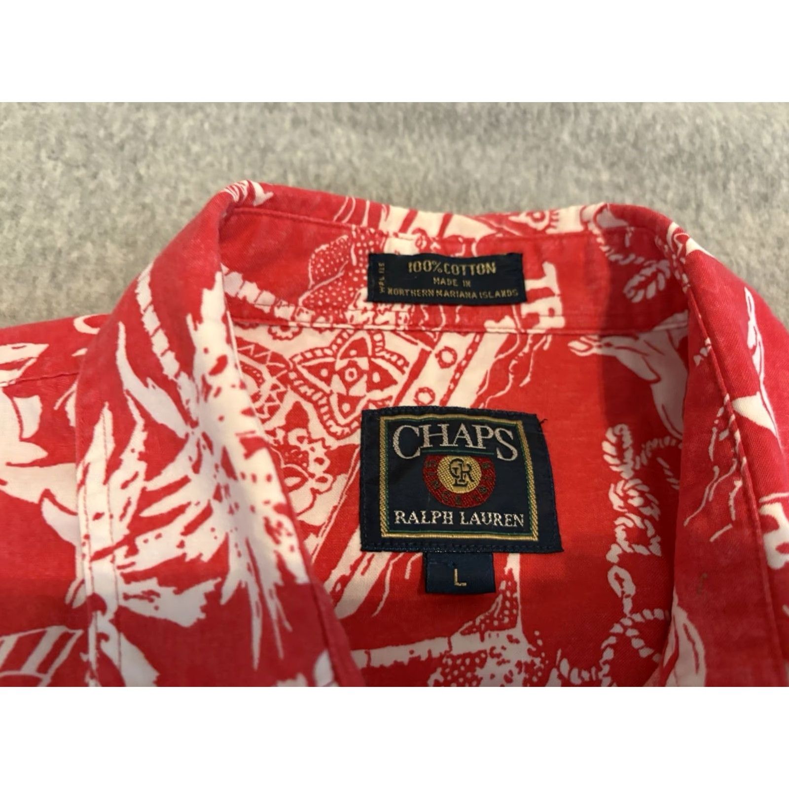 Ralph Lauren VINTAGE Ralph Lauren Short Sleeve Button-Up Shirt Hawaiian Red AOP Large Size US L / EU 52-54 / 3 - 2 Thumbnail