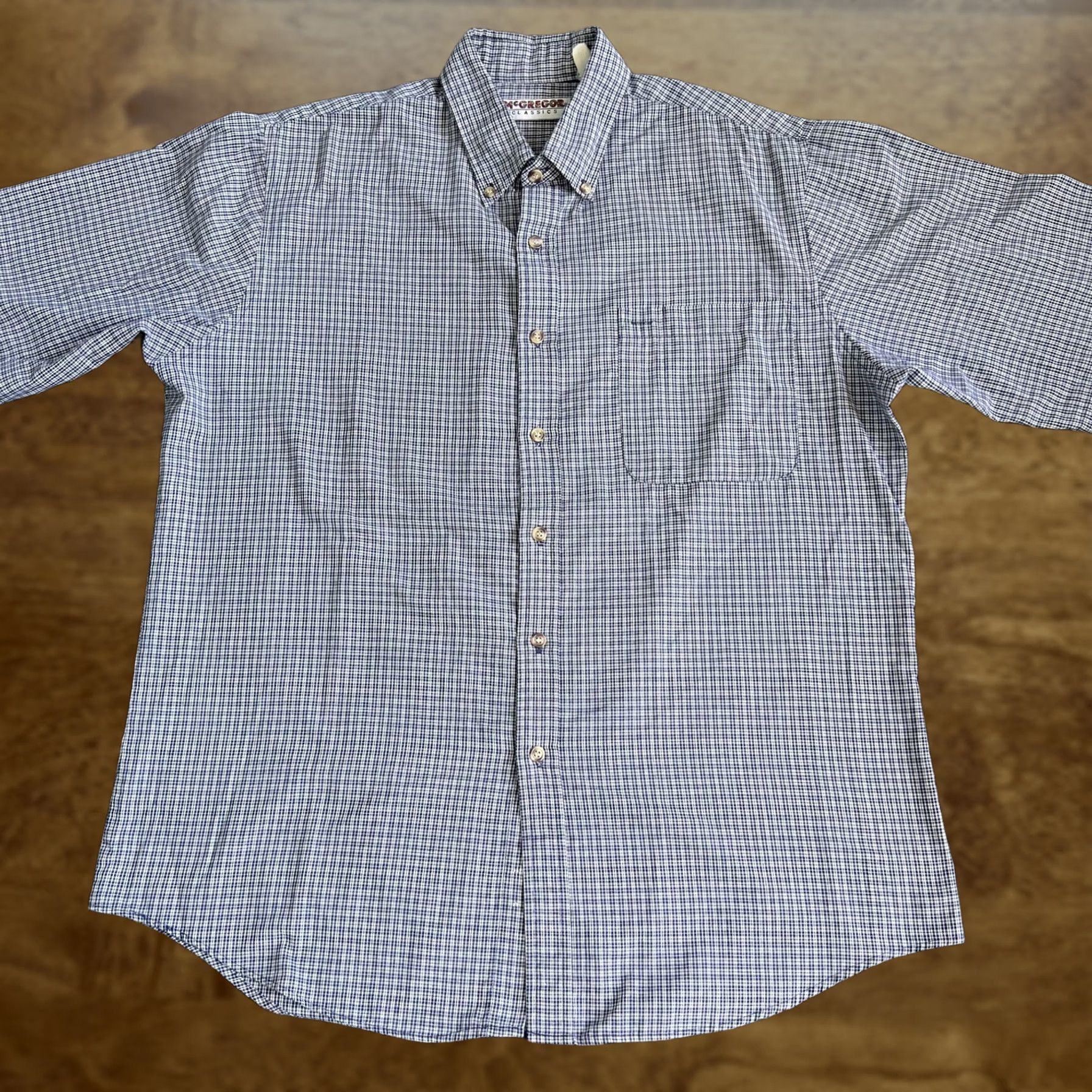 McGregor VINTAGE McGregor Shirt Mens Large Blue Check Short Sleeve Button Up Classic Size US L / EU 52-54 / 3 - 1 Thumbnail