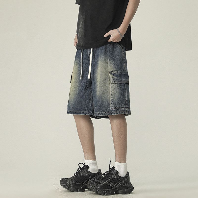 Japanese Brand Men's Loose Straight Leg Retro Casual Cargo Denim Shorts Size US 32 / EU 48 - 1 Thumbnail