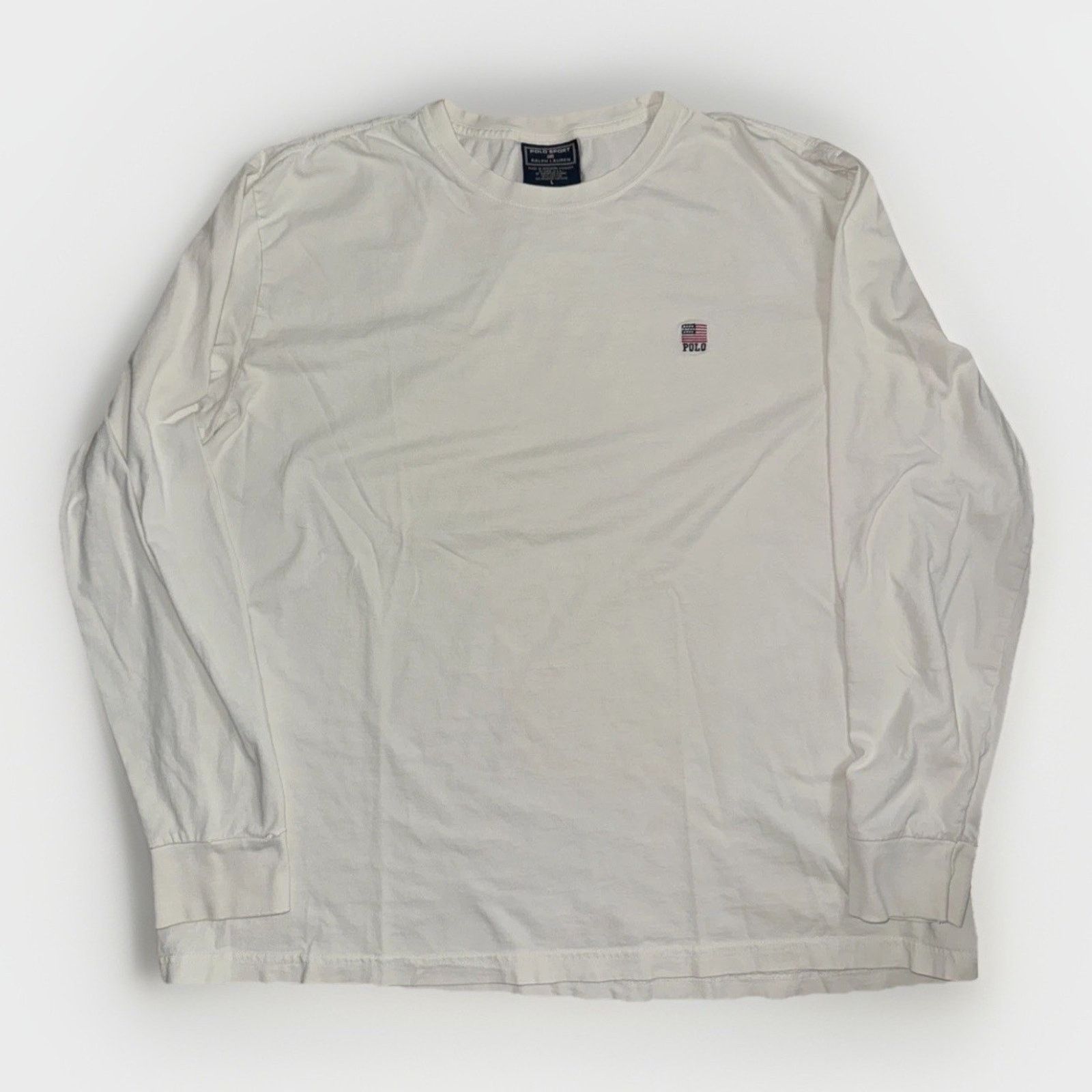 Polo Ralph Lauren × Vintage Polo Sport Long Sleeve T-Shirt White Large 23x26 USA Flag Size US L / EU 52-54 / 3 - 1 Thumbnail