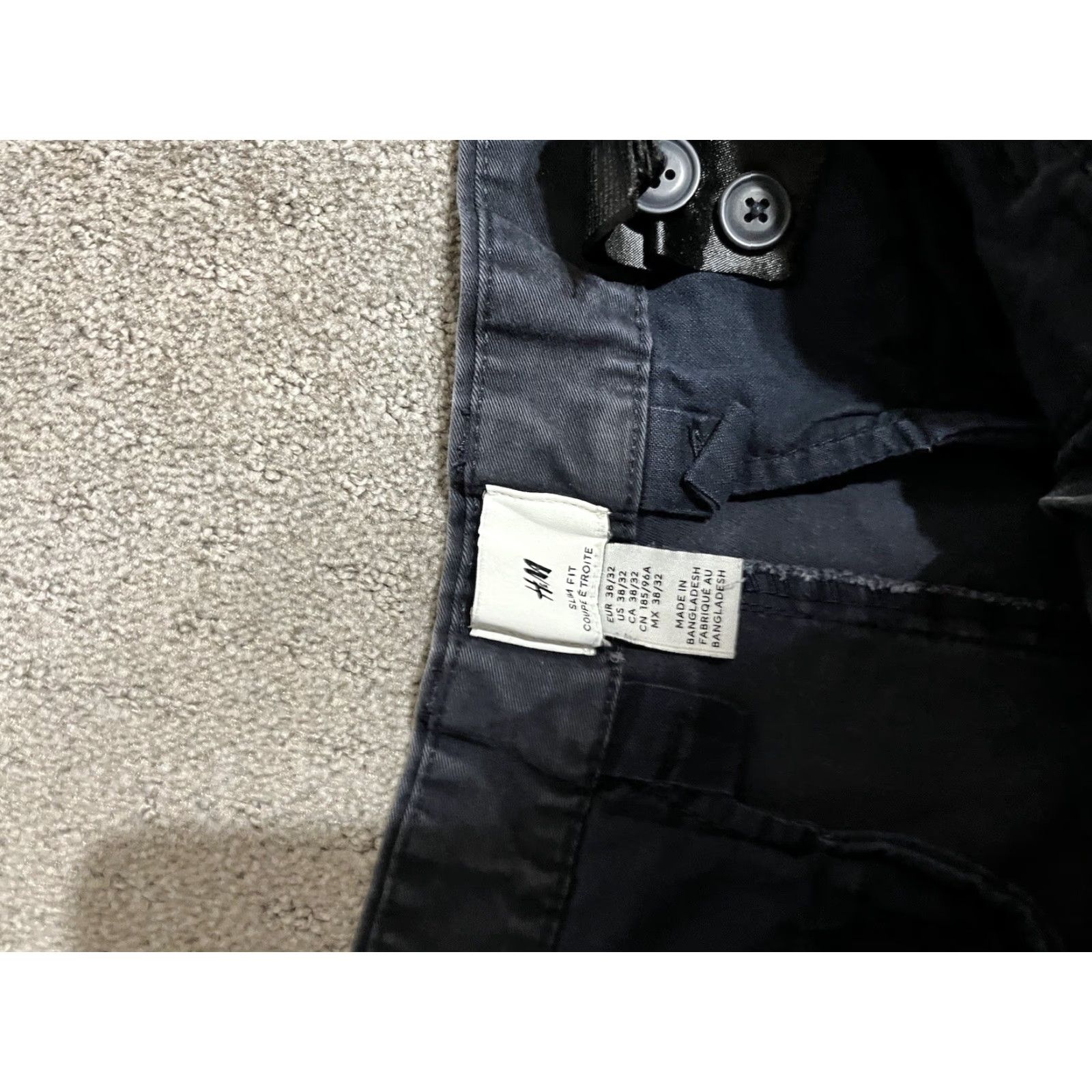 H&M H&M Men's Slim Fit Stretch Flat Front Chino Pants Navy Blue Size 38x32 Size US 38 / EU 54 - 5 Thumbnail