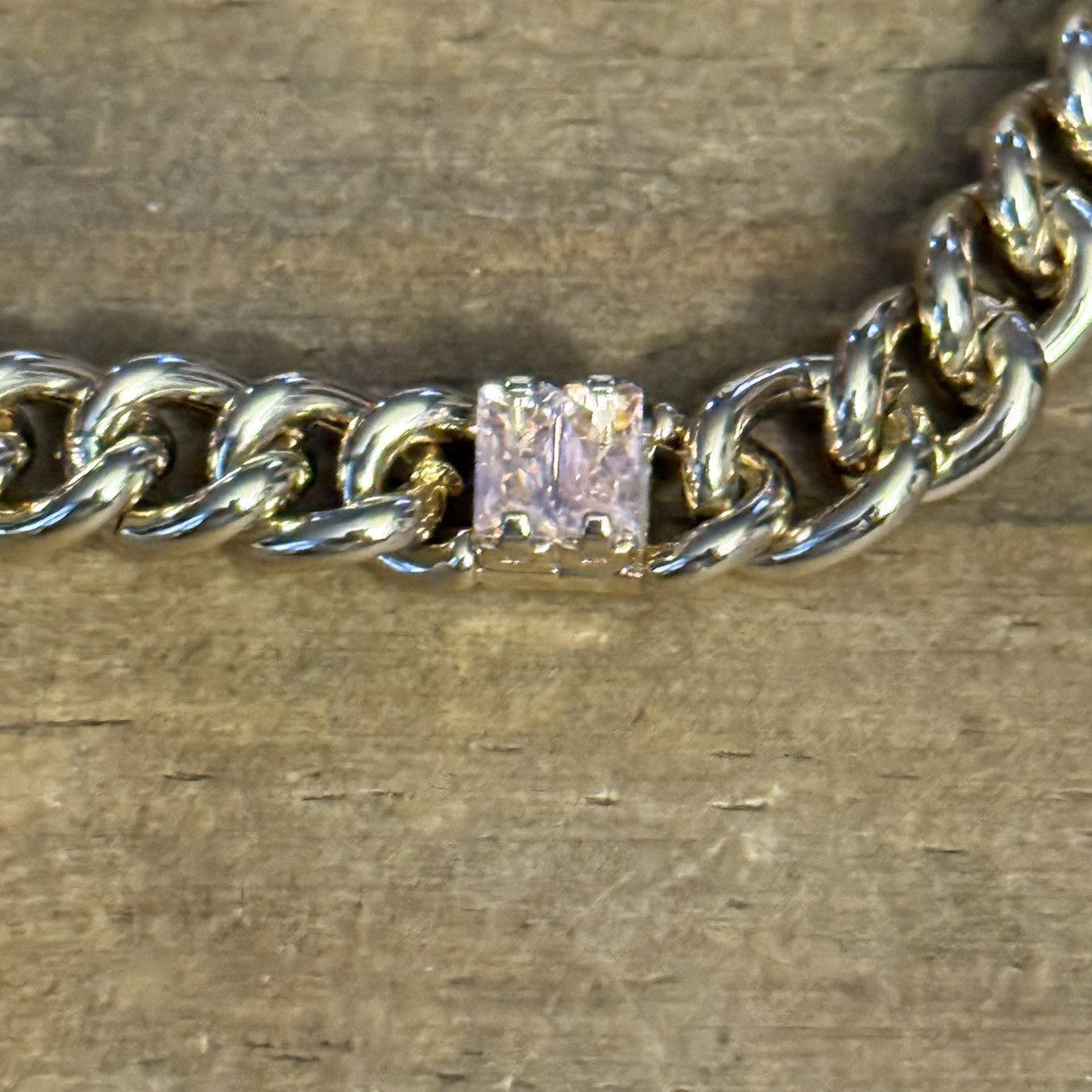 Other Gold tone Curb link pink gemstones necklace Size ONE SIZE - 3 Thumbnail