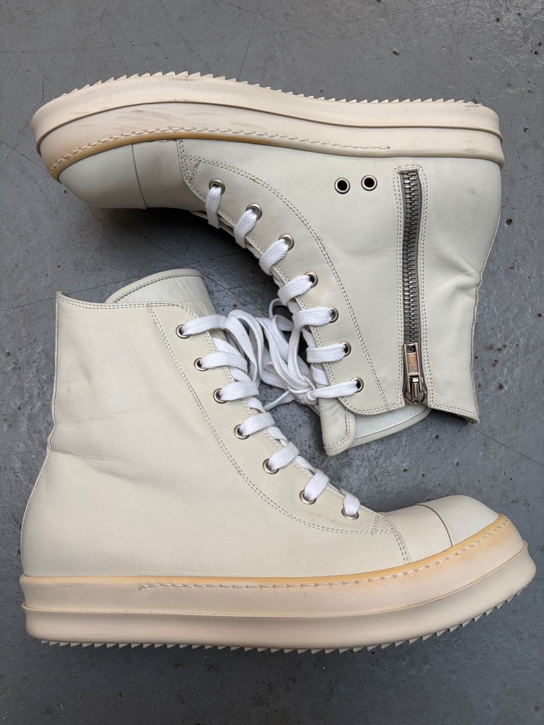 Rick Owens Rare Rick Owens F/W 12 Milk Leather Ramones High DRKSHDW Size US 8.5 / EU 41-42 - 5 Thumbnail