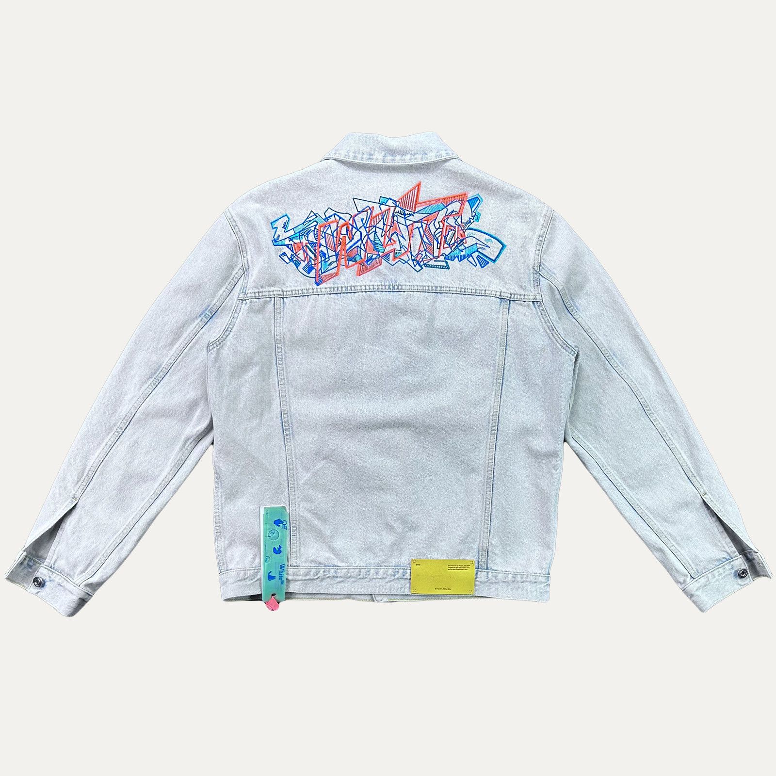 Off-White Off-White Graffiti Embroidered Denim Jacket Size L / US 10 / IT 46 - 2 Thumbnail