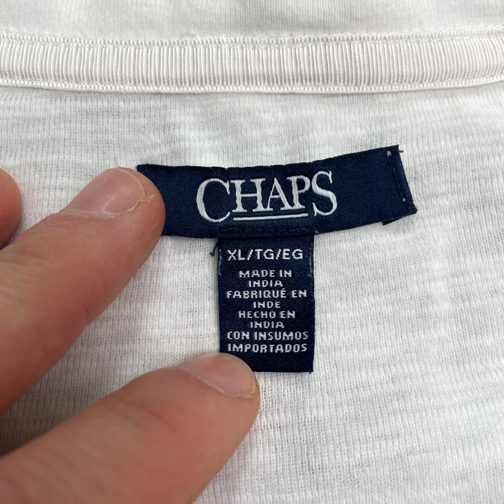 Chaps Chaps Henley Shirt Mens XL Solid White Short Sleeve Cotton Casual Pocket Top Size US XL / EU 56 / 4 - 7 Thumbnail