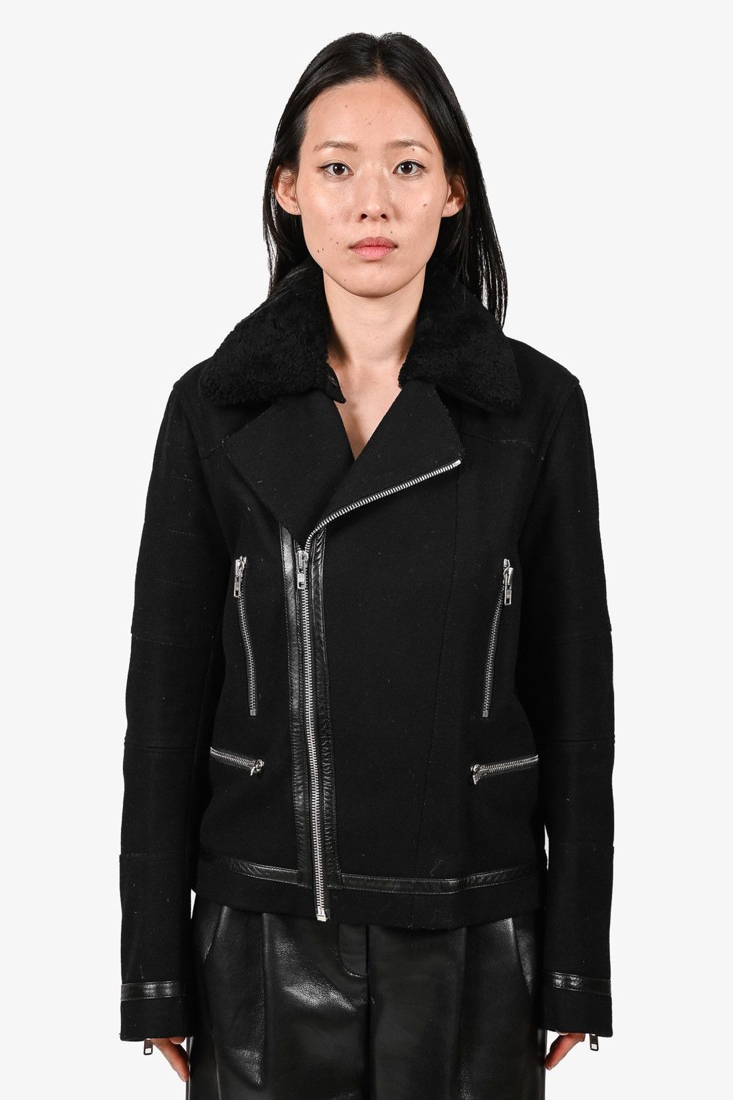 Sandro Sandro Paris Archive Wool Biker Jacket Size S / US 4 / IT 40 - 5 Thumbnail