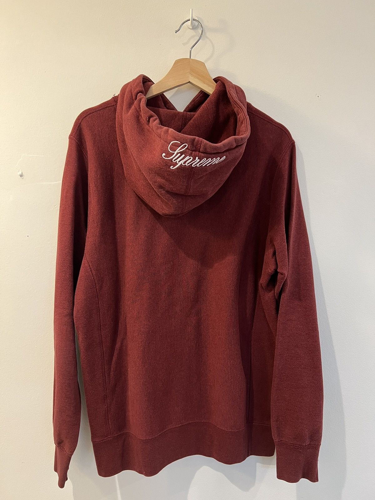 image of Supreme Heather Pullover Hoodie F/w 2013 in Burgandy, Men's (Size Large)