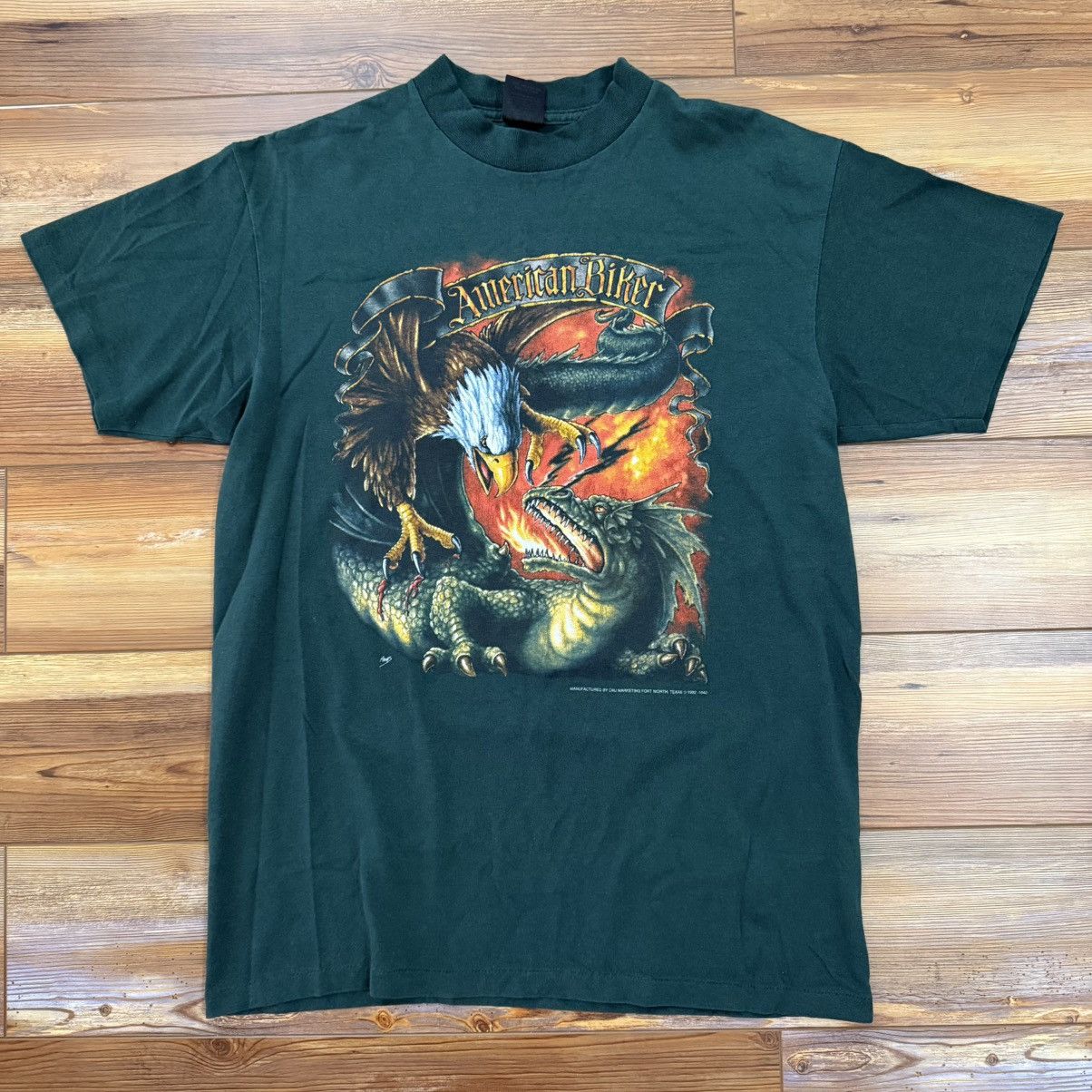 Other Vintage 3D Emblem American Biker Green Eagle Dragon Shirt Size US M / EU 48-50 / 2 - 1 Thumbnail