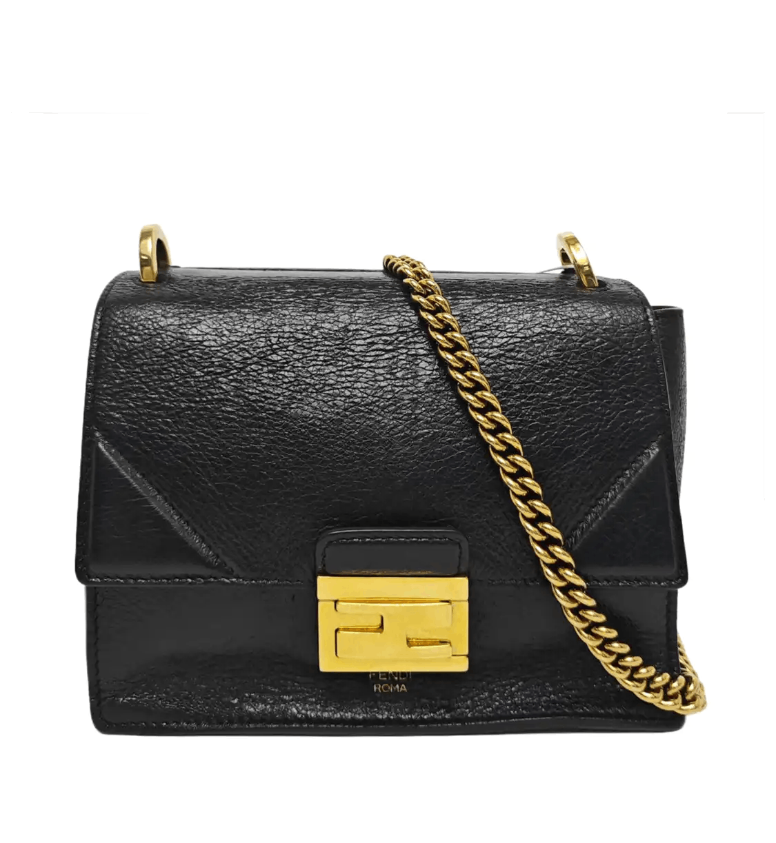 Fendi FENDI Kan U Small black sheepskin shoulder bag crossbody bag gold hardware detac Size ONE SIZE - 1 Thumbnail