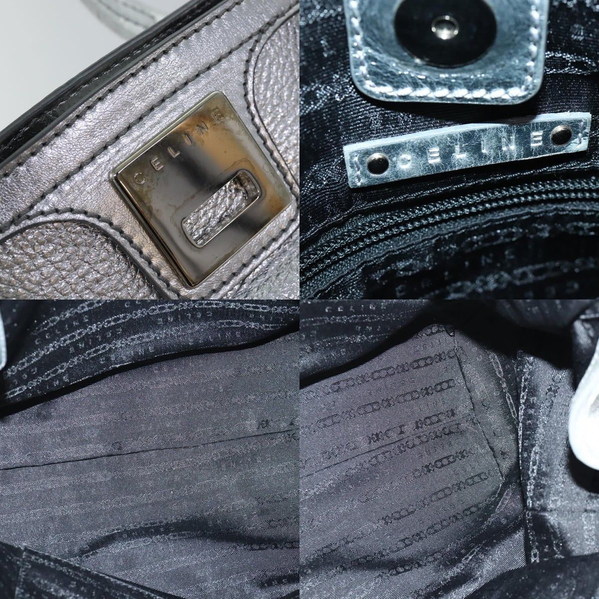 Celine CELINE Tote Bag Leather Silver Size ONE SIZE - 11 Thumbnail
