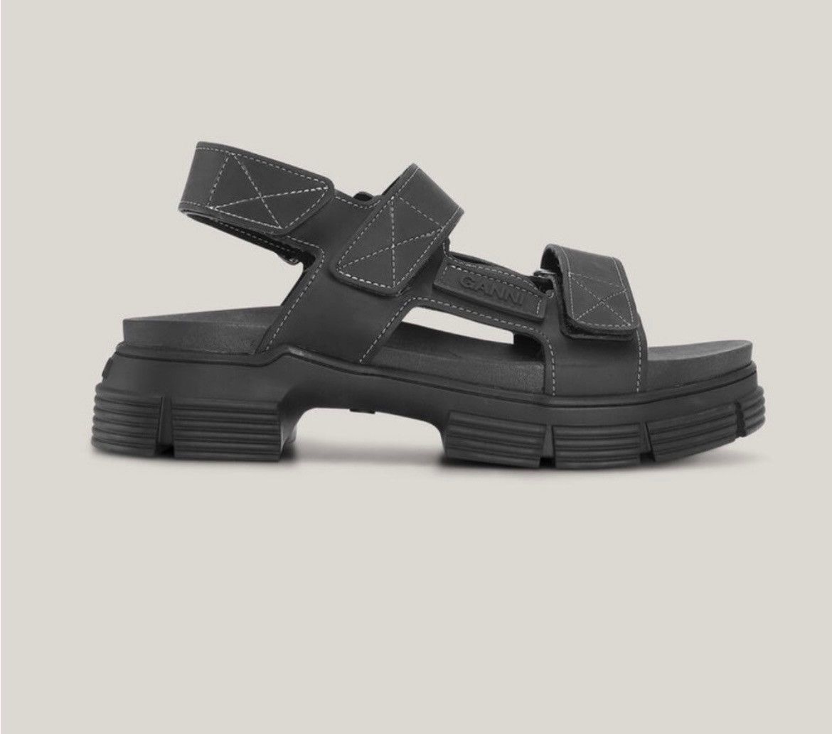 Ganni Ganni Black Recycled Rubber Sandals Size US 6 / IT 36 - 1 Thumbnail