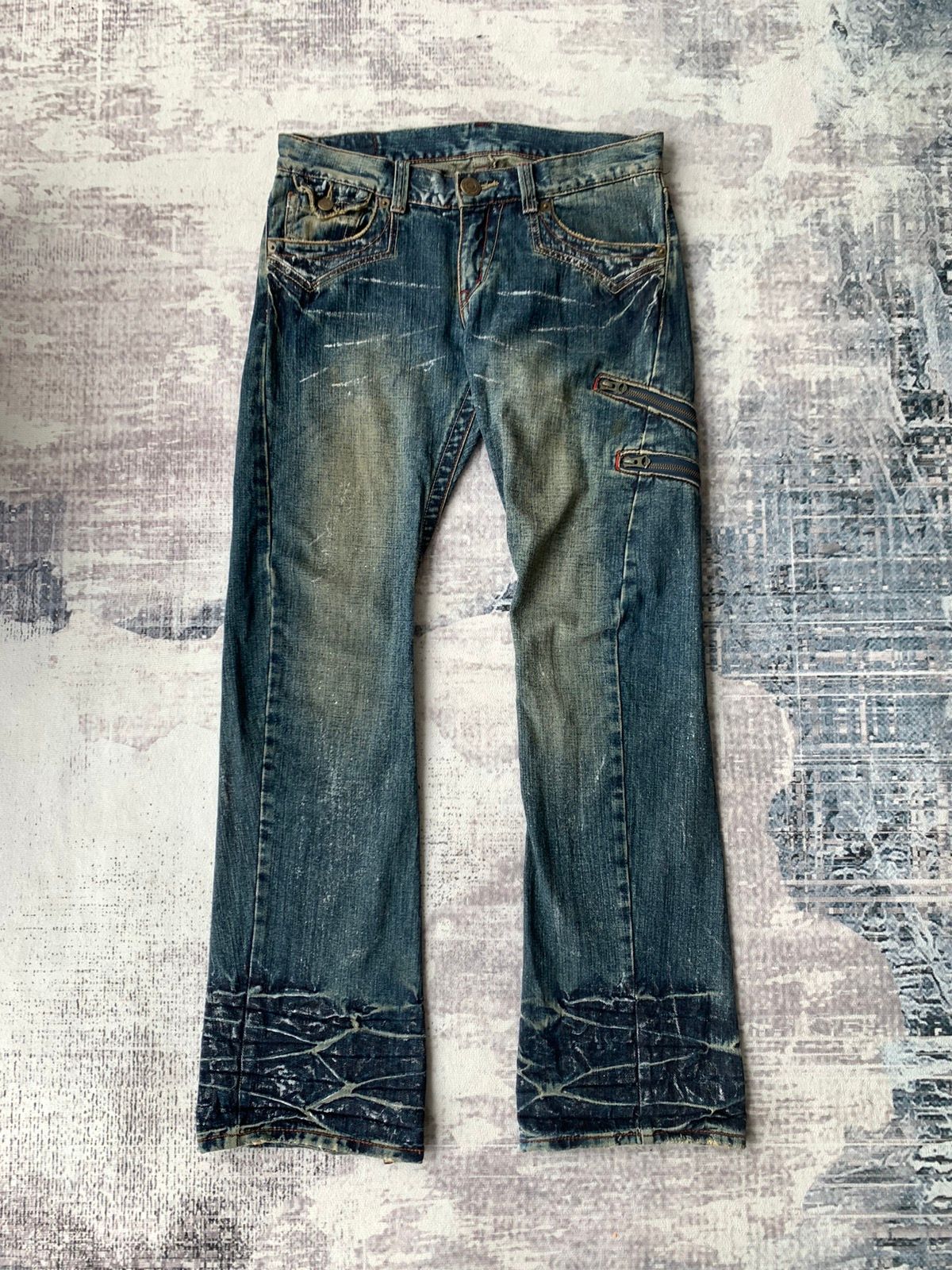 Pre-owned If Six Was Nine X Le Grande Bleu L G B Flaredrattle Trap Japan Bootcut Denim Jeans In Dark Denim