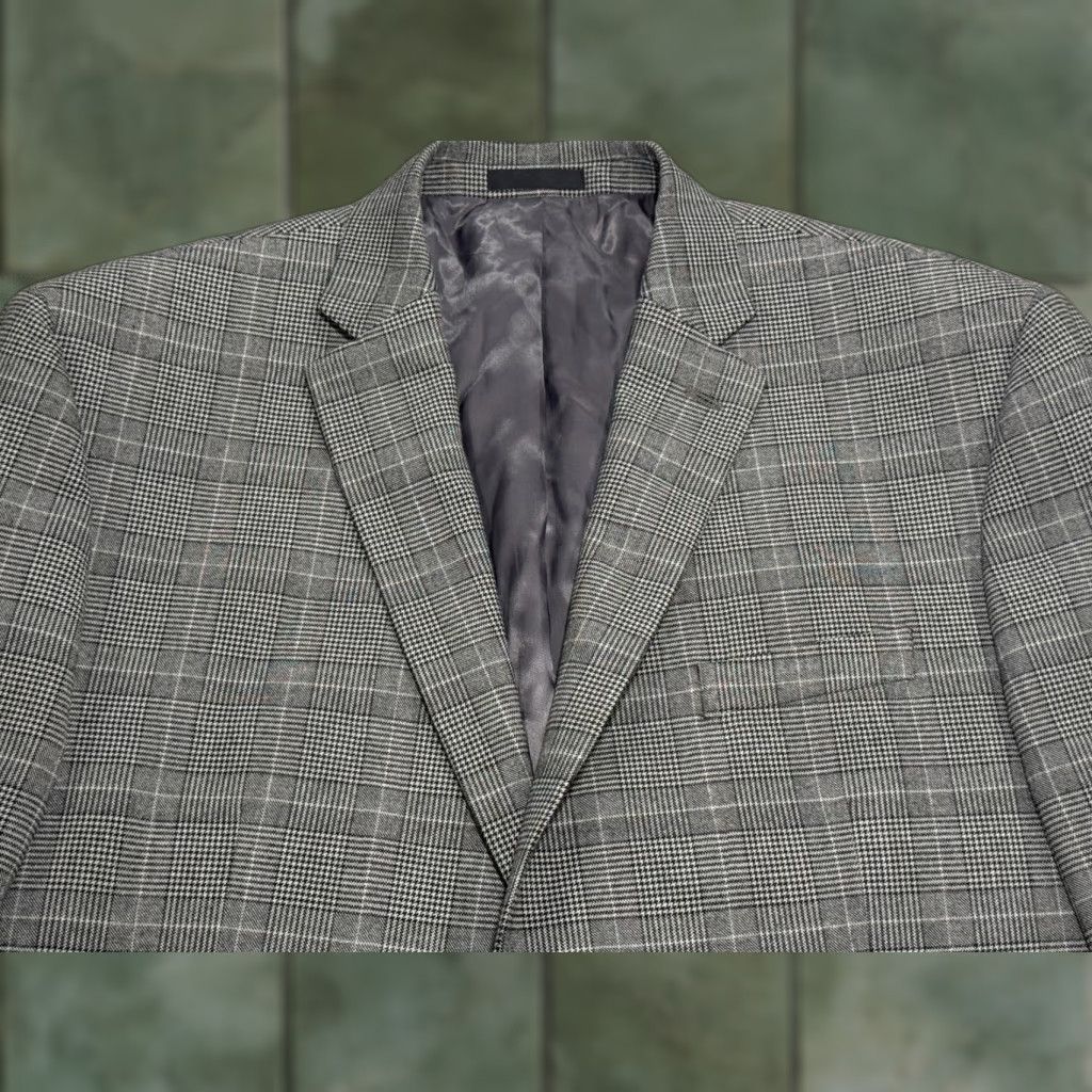 Michael Kors Michael Kors Coat 50L Gray Windowpane Stretch Sport Coat Mens Size US M / EU 48-50 / 2 - 1 Thumbnail