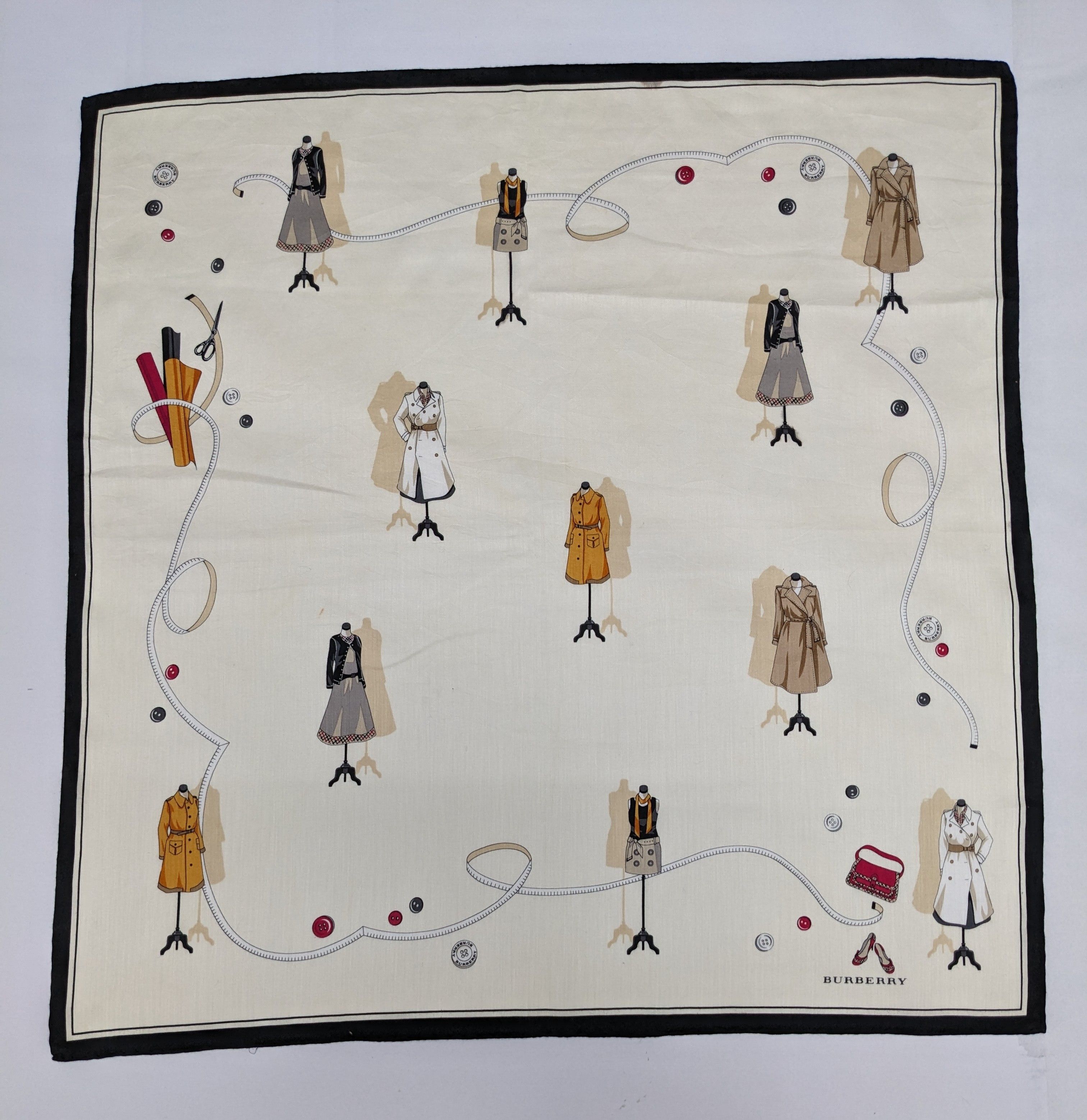 Burberry BURBERRY Beige Illustrated Trench Coat Handkerchief Size ONE SIZE - 3 Thumbnail