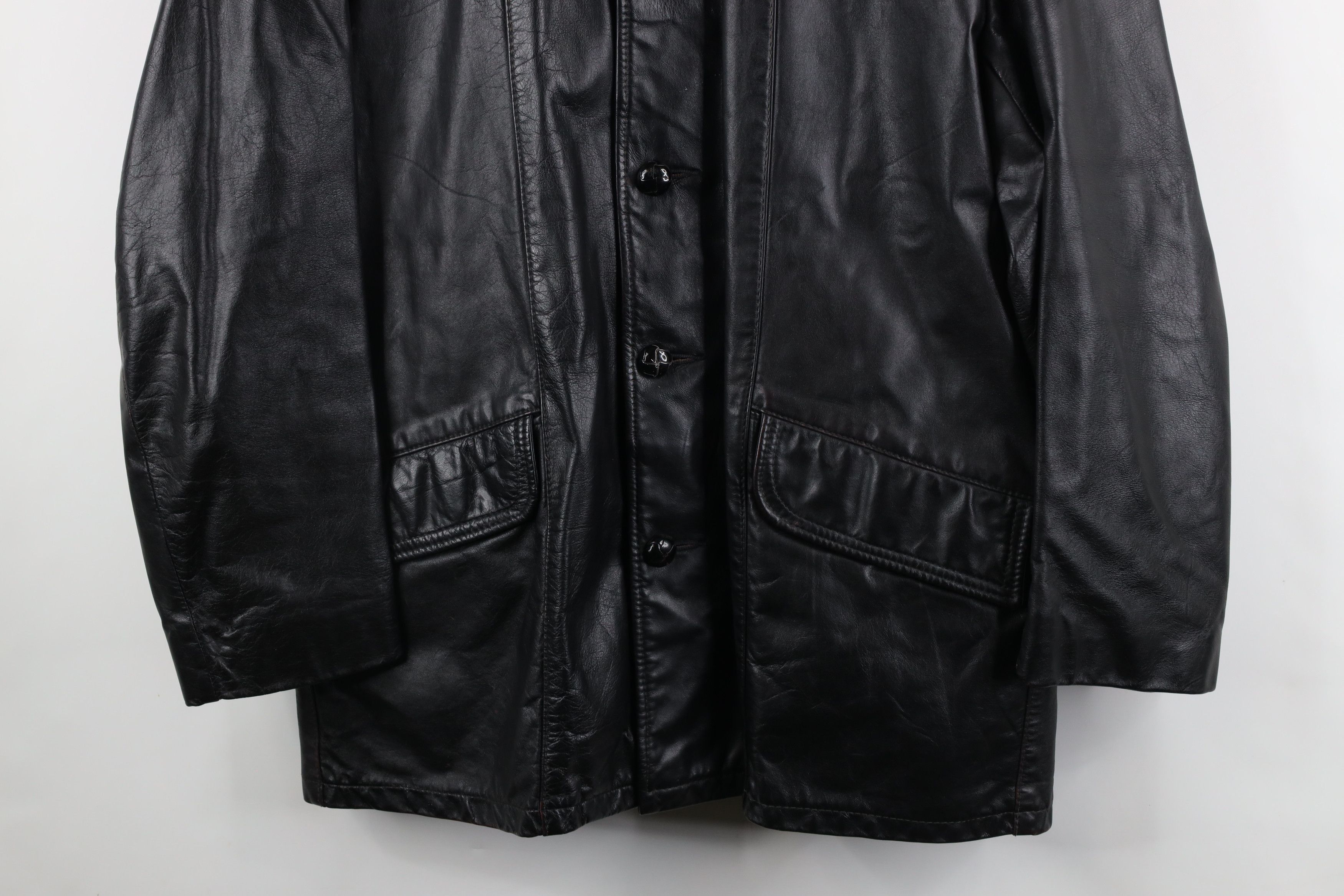 Vintage Vintage 70s Streetwear Leather Button Shirt Jacket Black Size US L / EU 52-54 / 3 - 3 Thumbnail
